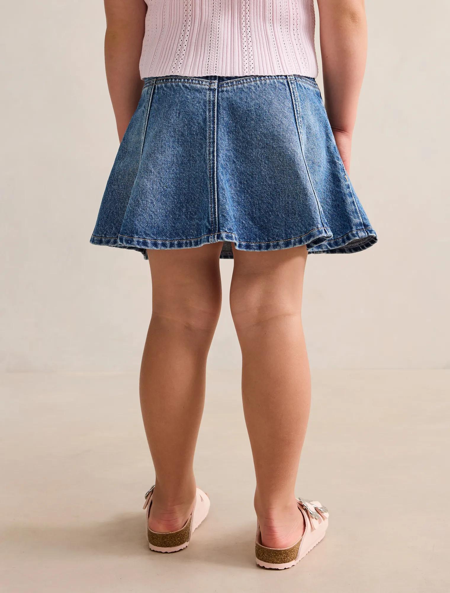 Ava Girls Denim Mini Skirt Mid Blue