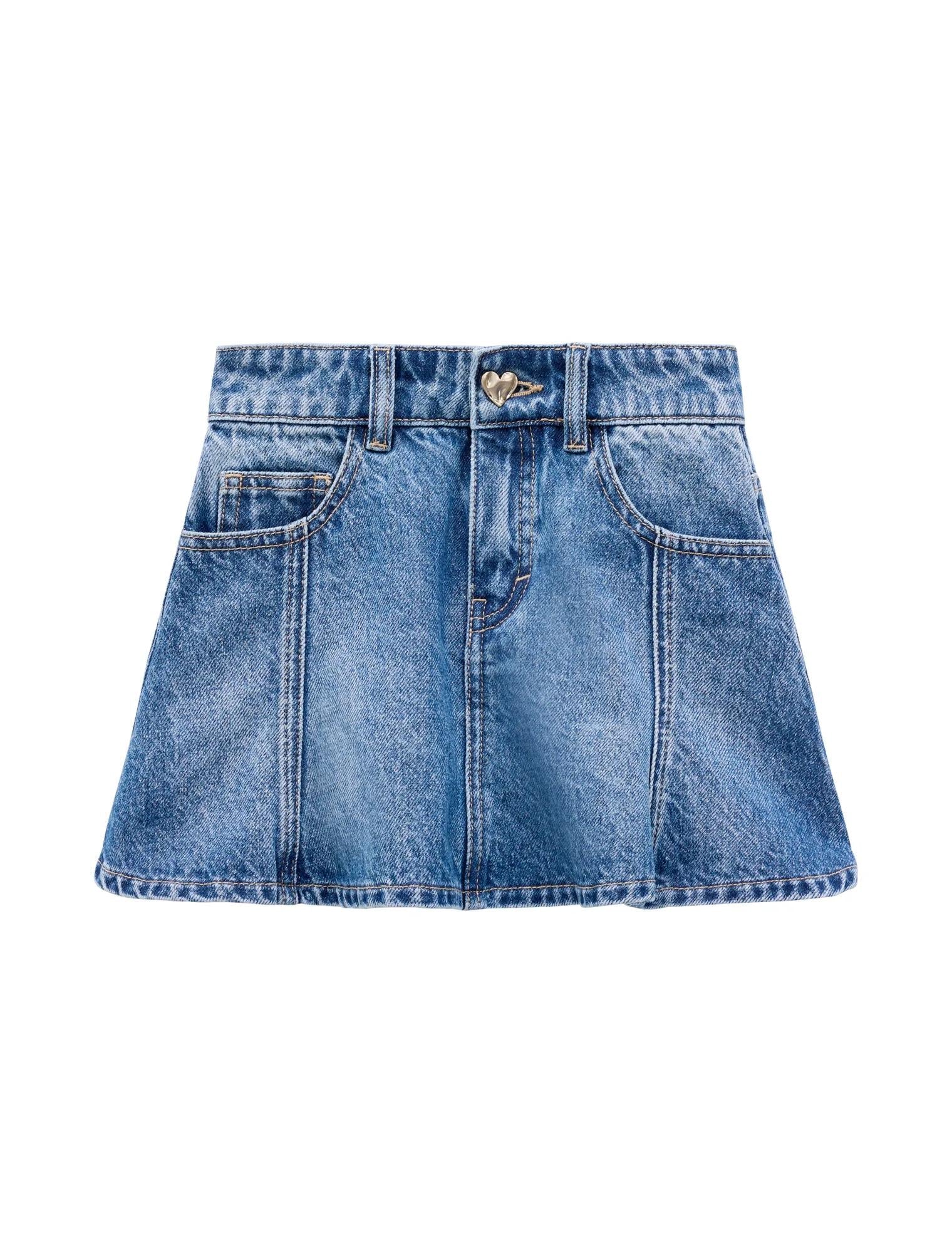 Ava Girls Denim Mini Skirt Mid Blue