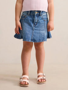 Ava Girls Denim Mini Skirt Mid Blue