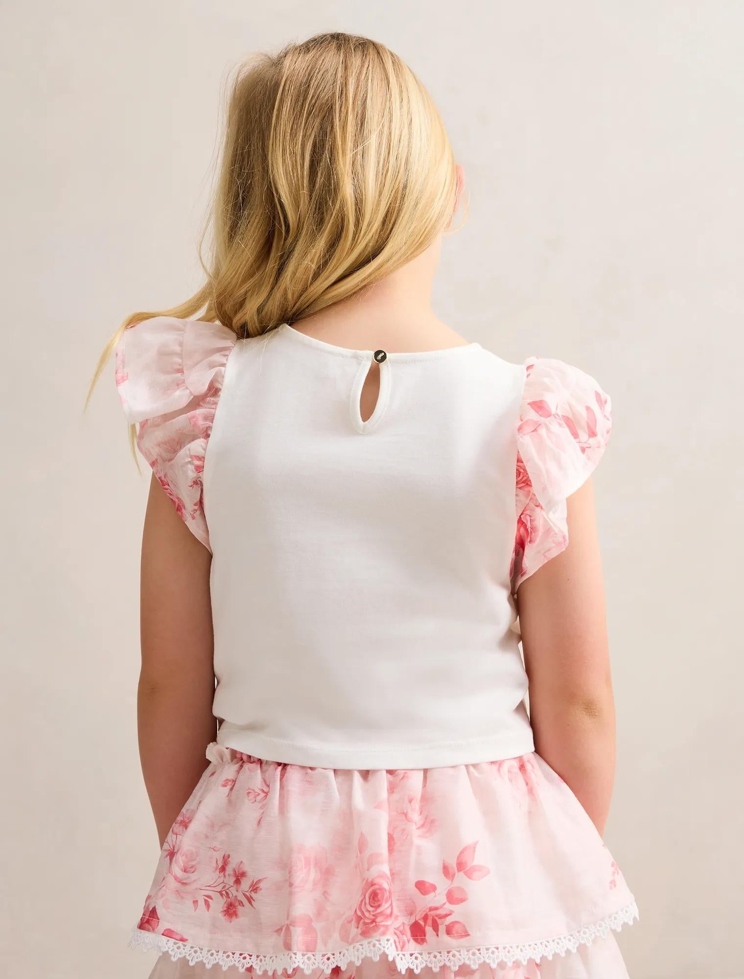 Aurora Girls Flutter Sleeve Tee Rosina Floral