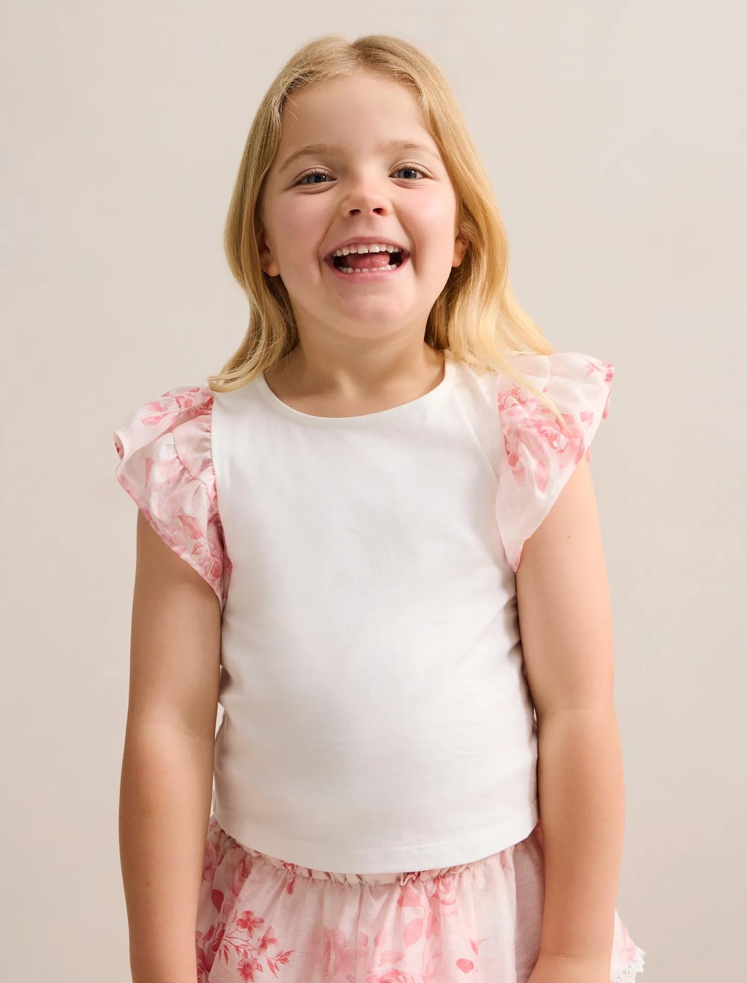 Aurora Girls Flutter Sleeve Tee Rosina Floral