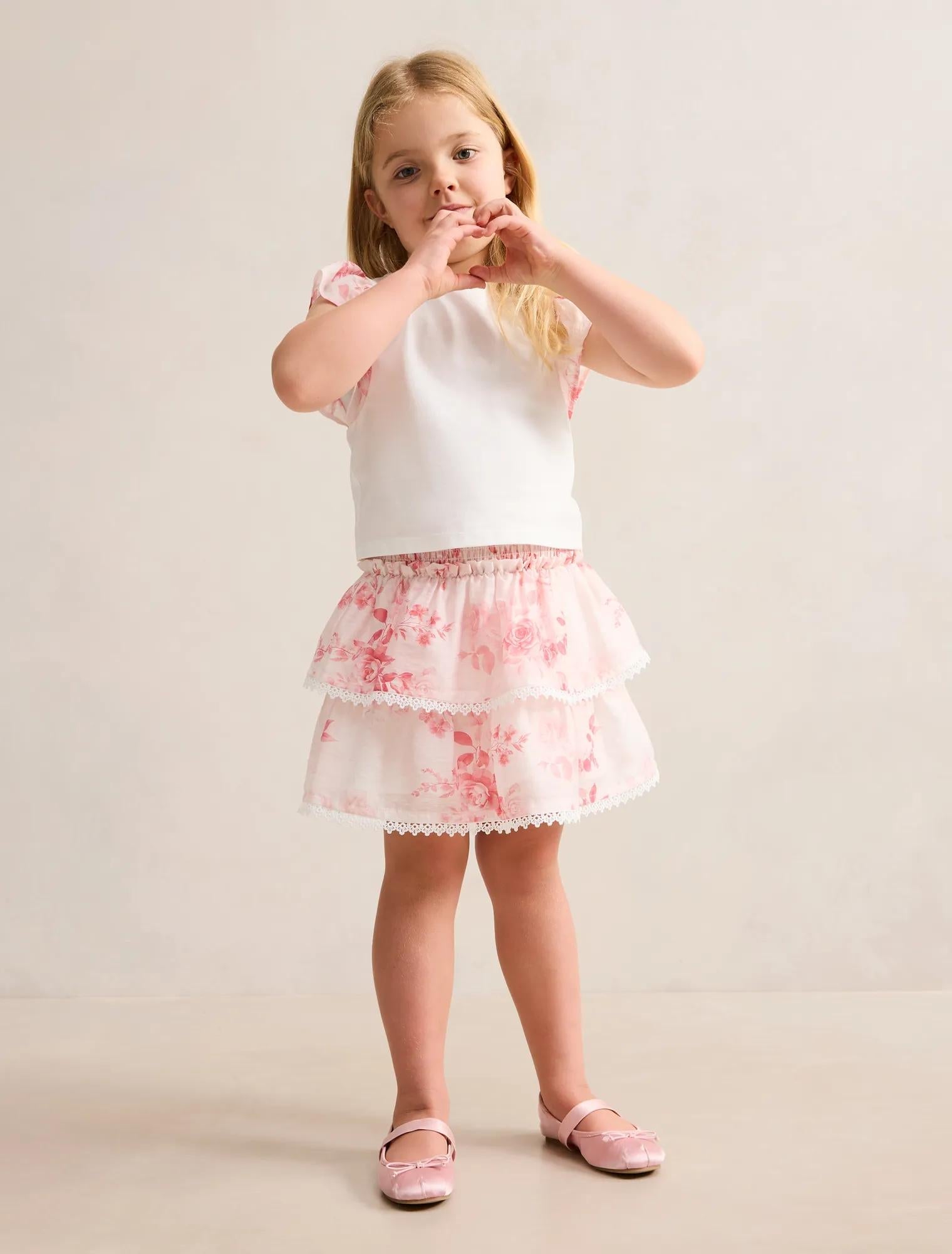 Aurora Girls Flutter Sleeve Tee Rosina Floral