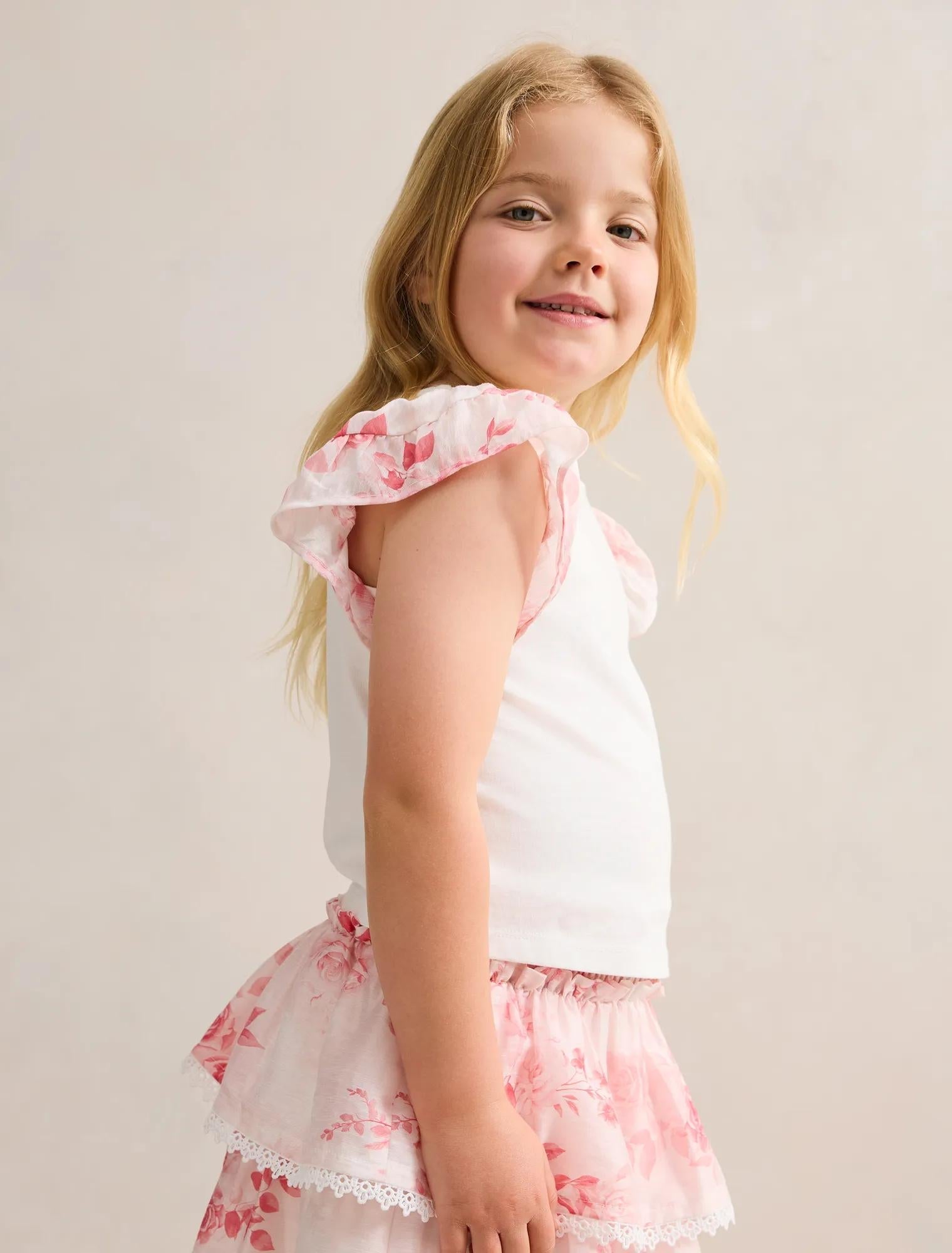 Aurora Girls Flutter Sleeve Tee Rosina Floral