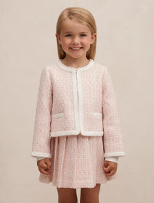 Audrey Girls Tweed Jacket Pink/Gold Set