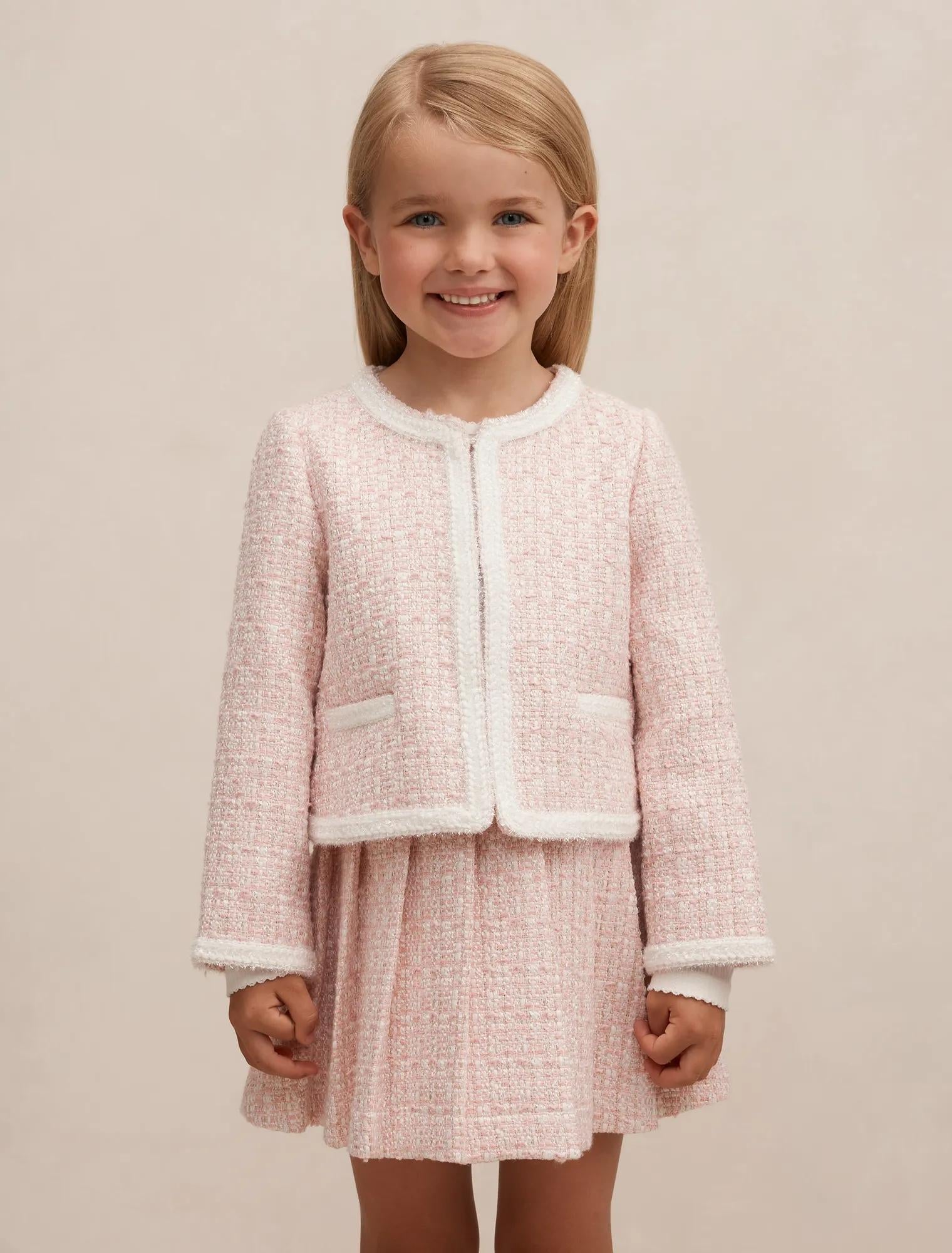 Audrey Girls Tweed Jacket Pink/Gold Set