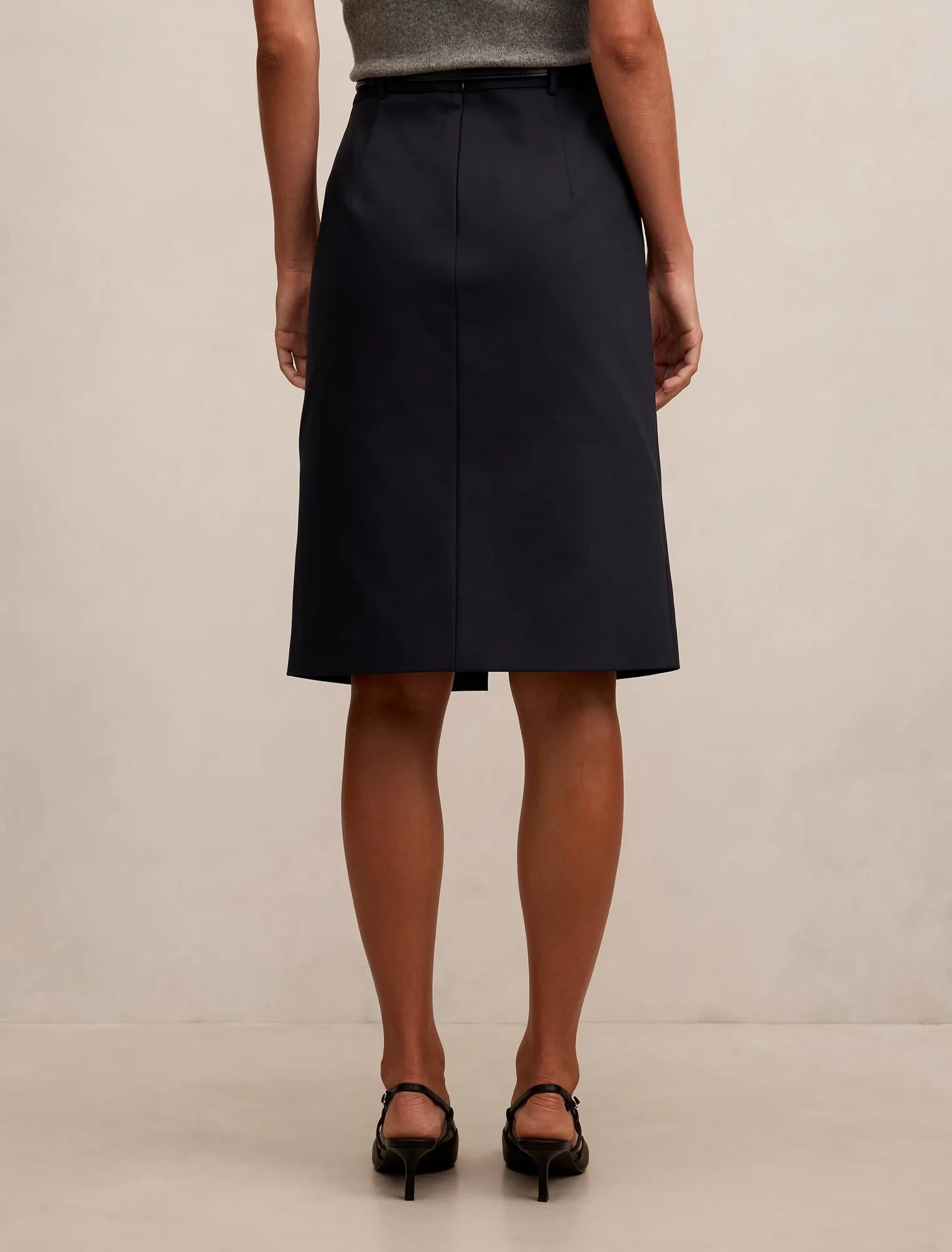 Lucy Belted Pencil Skirt Navy