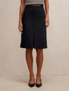 Lucy Belted Pencil Skirt Navy