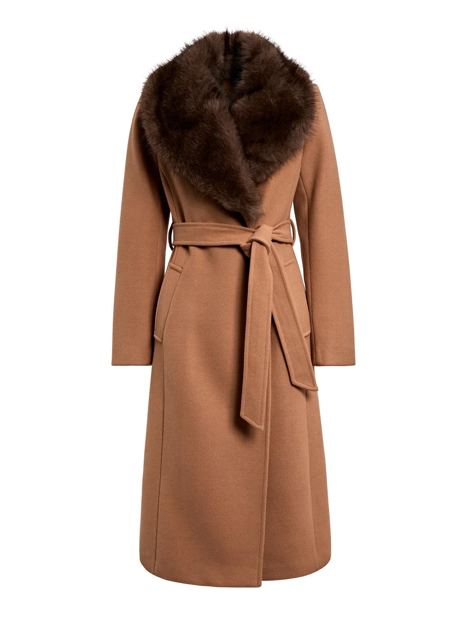 Shelby Fur Collar Coat Camel/Choc_mannequin