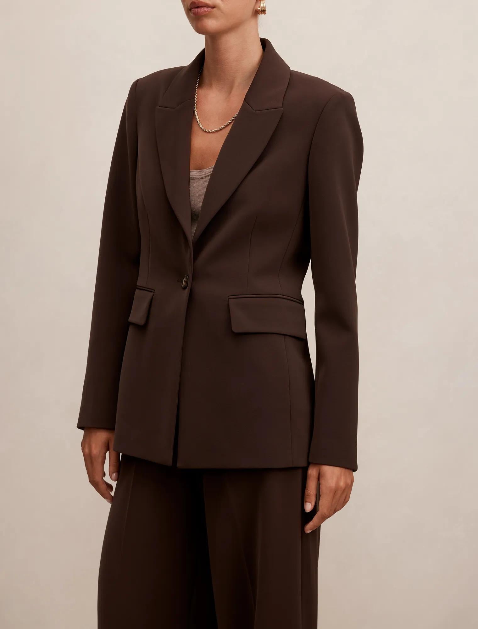 Olivia Single Breasted Blazer Chocolate Suit