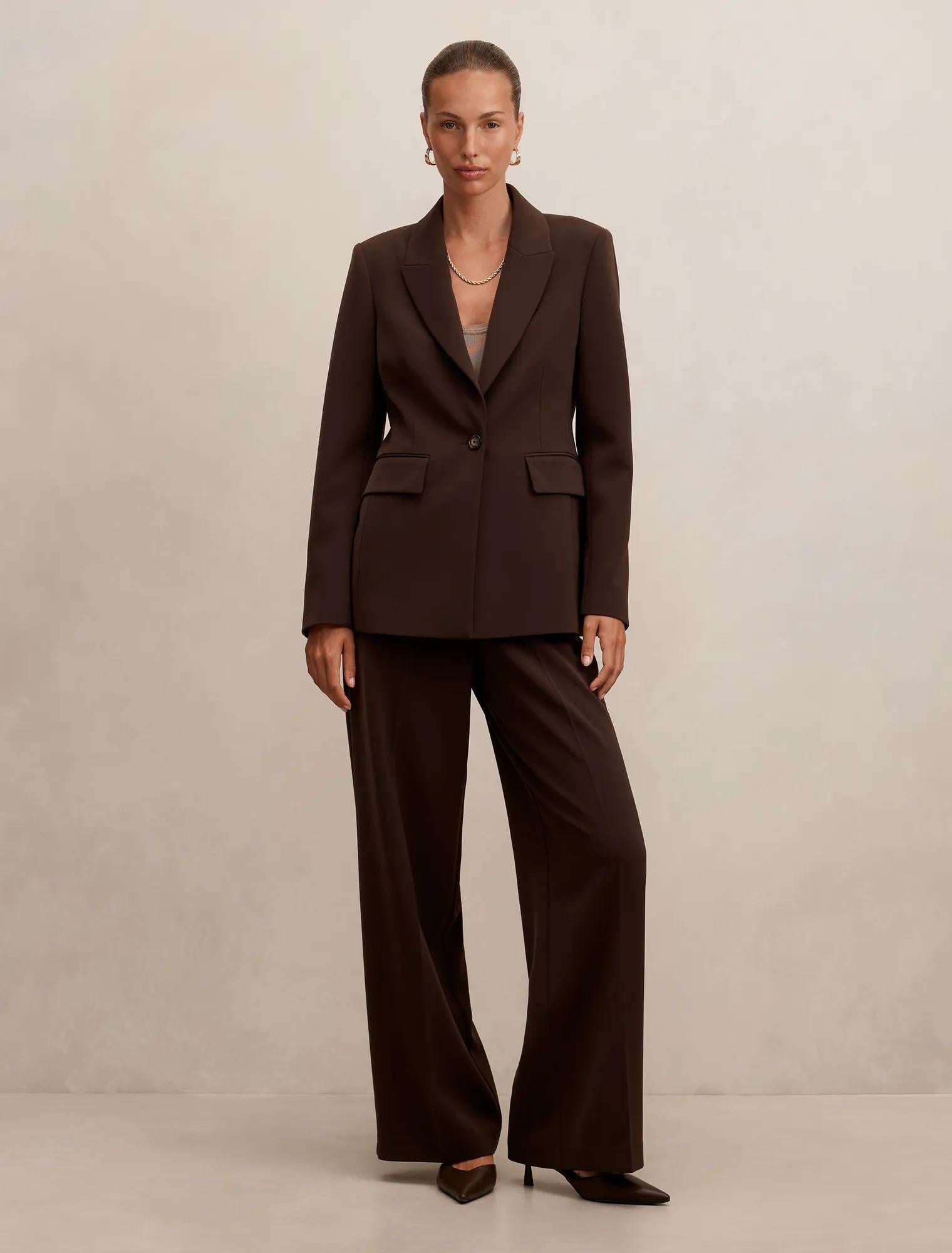 Olivia Single Breasted Blazer Chocolate Suit