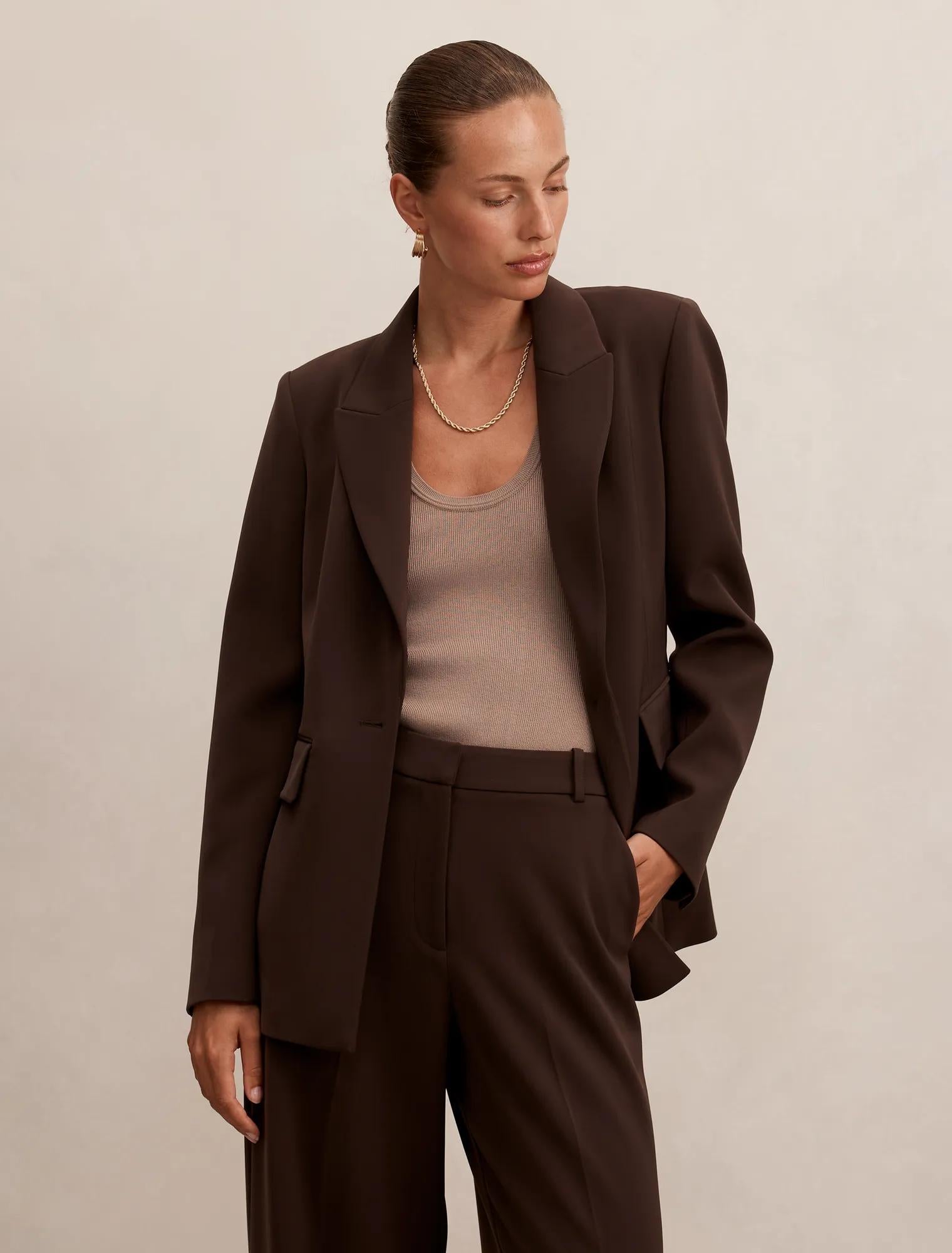Olivia Single Breasted Blazer Chocolate Suit