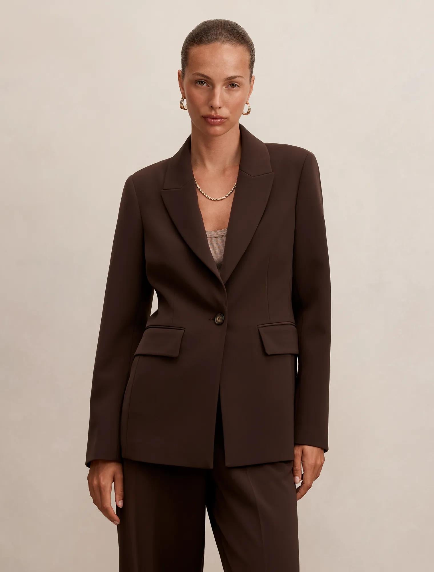 Olivia Single Breasted Blazer Chocolate Suit