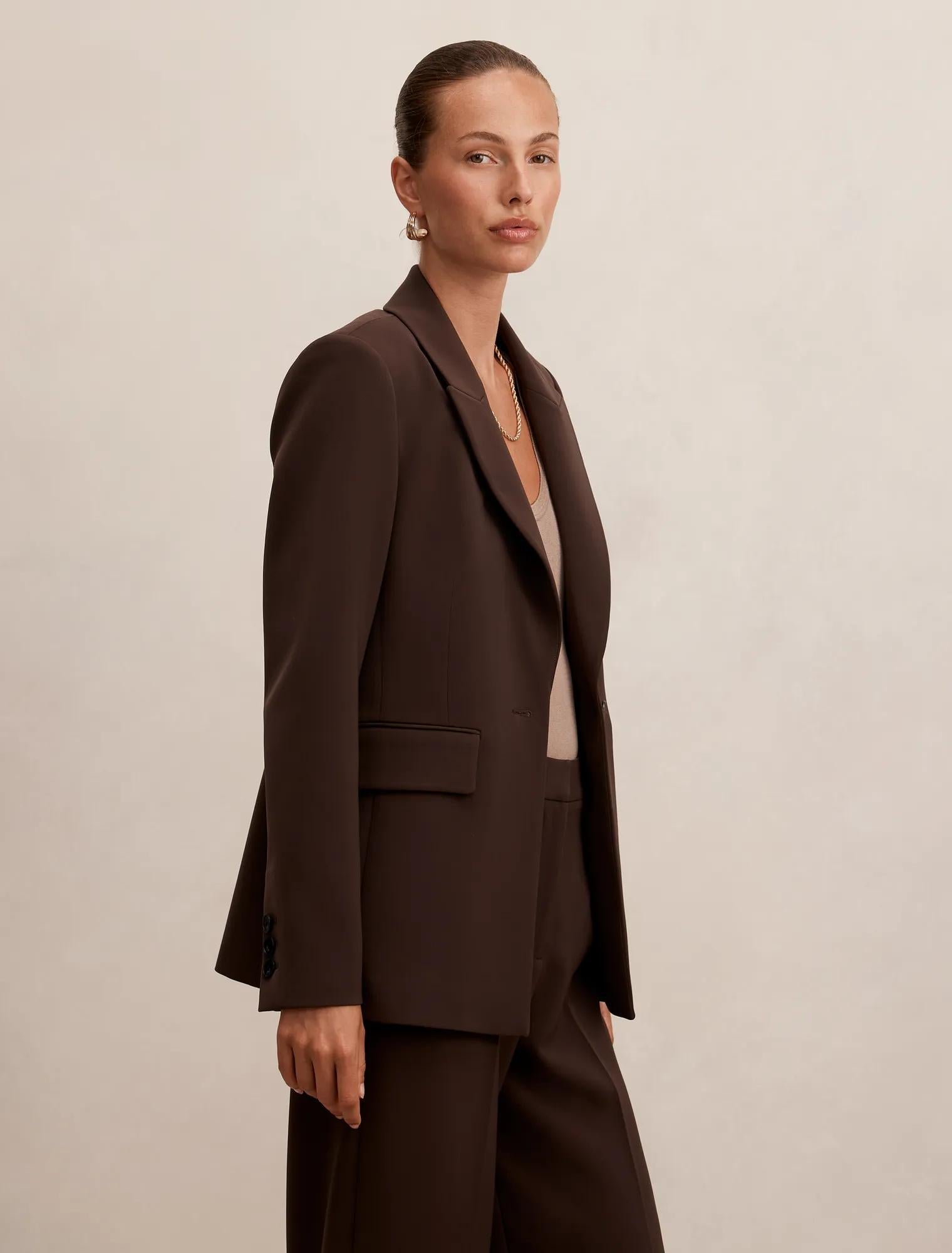 Olivia Single Breasted Blazer Chocolate Suit