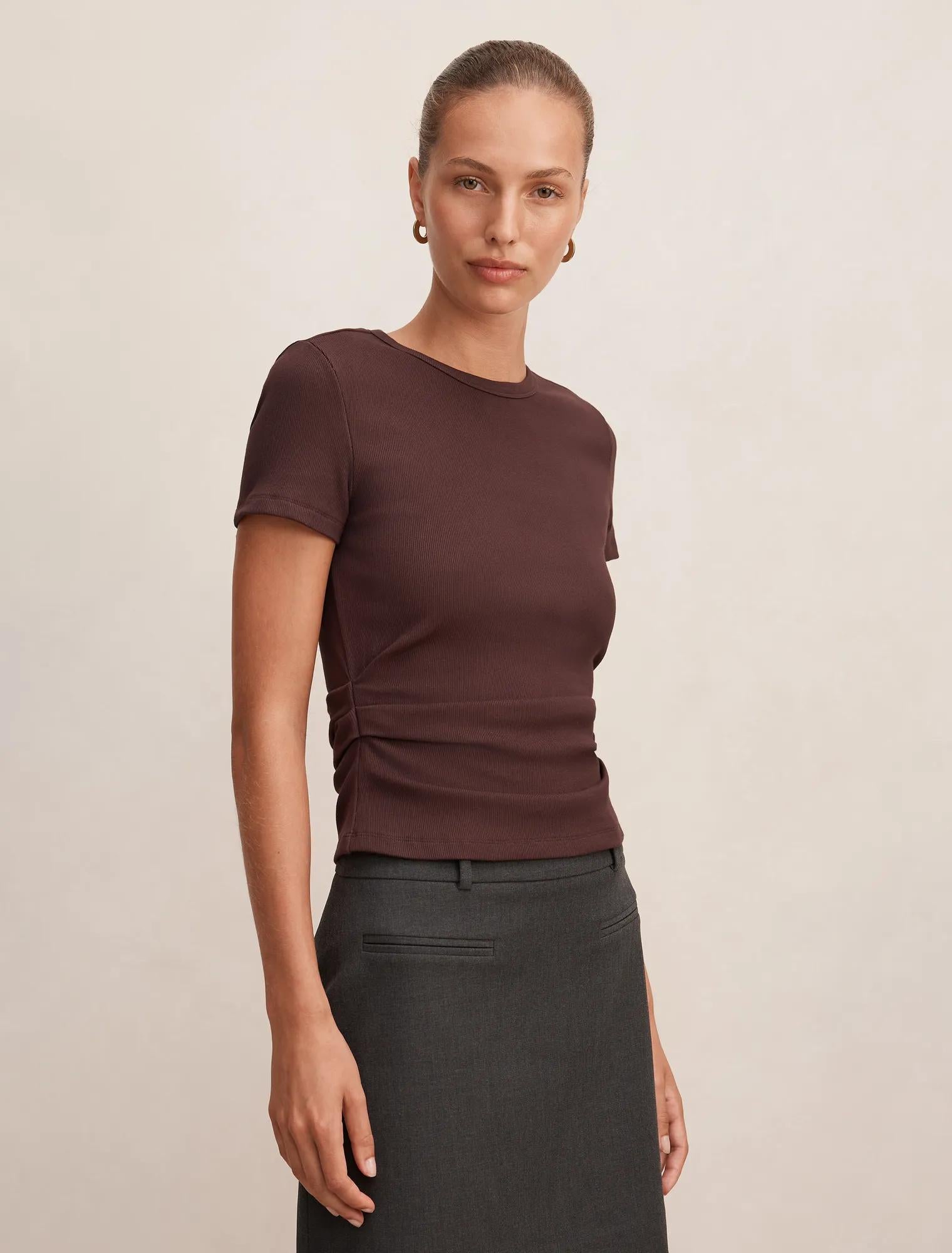 Kelly Tuck Detail Baby Tee Chocolate