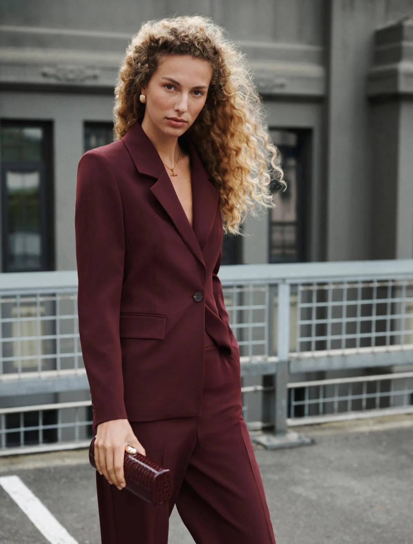 Pia Single Breasted Blazer Aubergine Suit