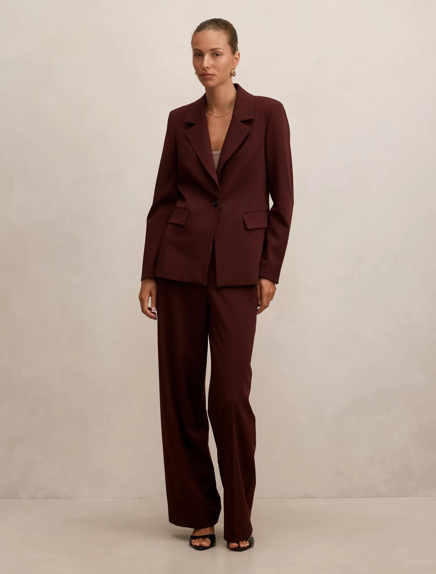 Pia Single Breasted Blazer Aubergine Suit