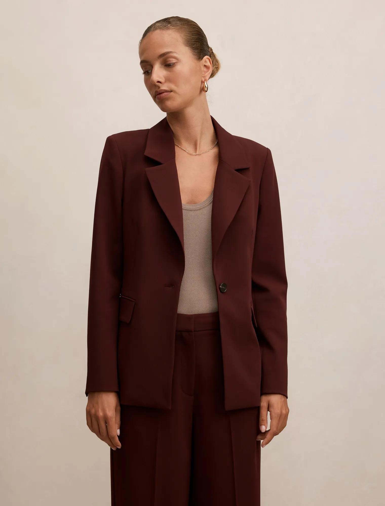 Pia Single Breasted Blazer Aubergine Suit
