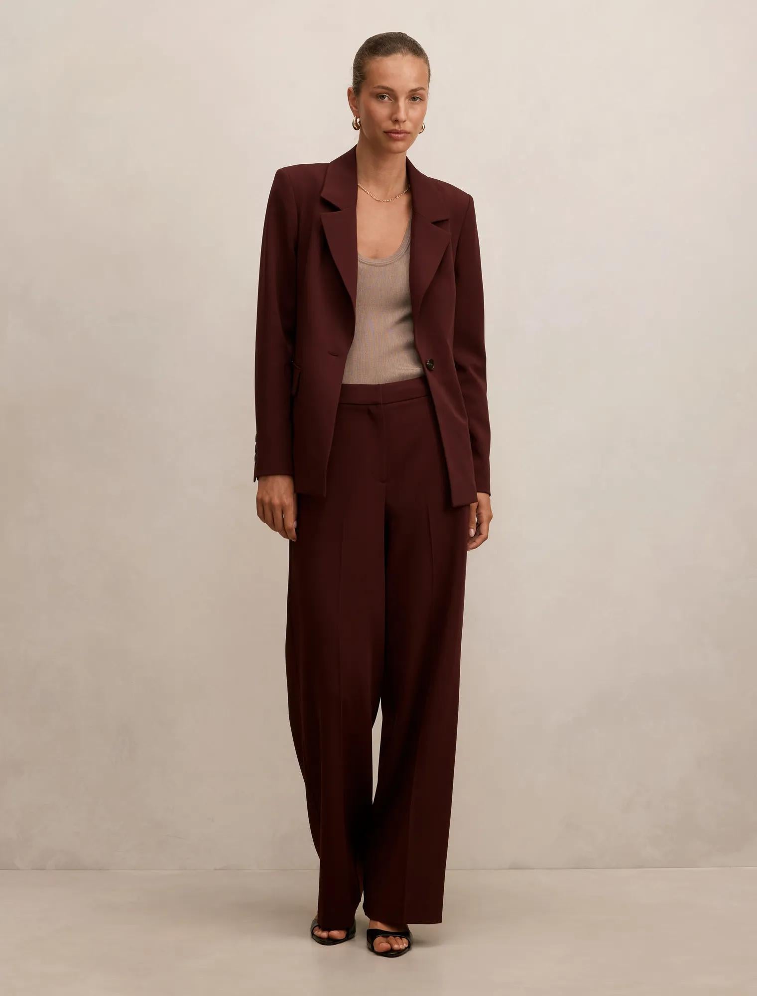 Pia Single Breasted Blazer Aubergine Suit