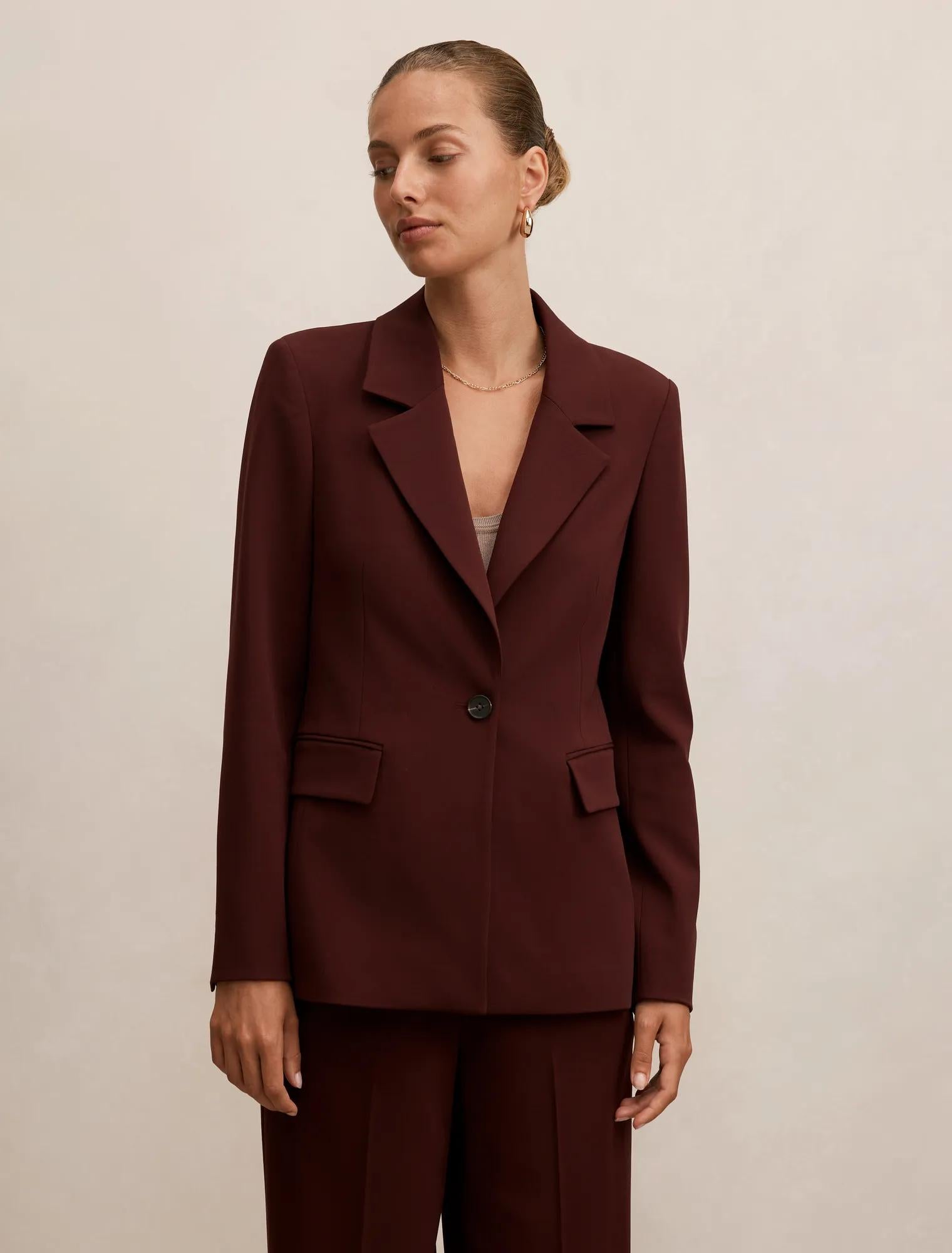 Pia Single Breasted Blazer Aubergine Suit
