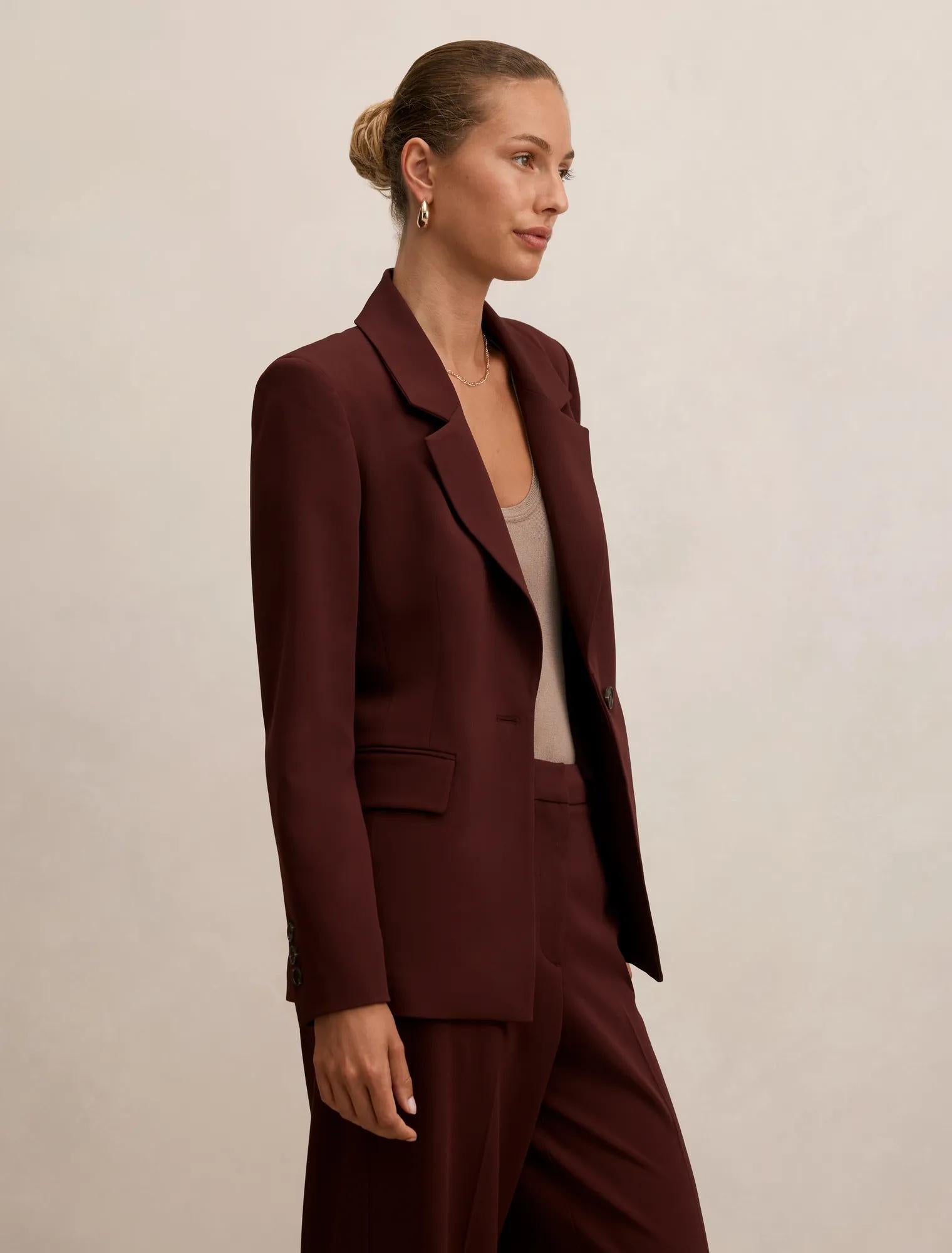 Pia Single Breasted Blazer Aubergine Suit