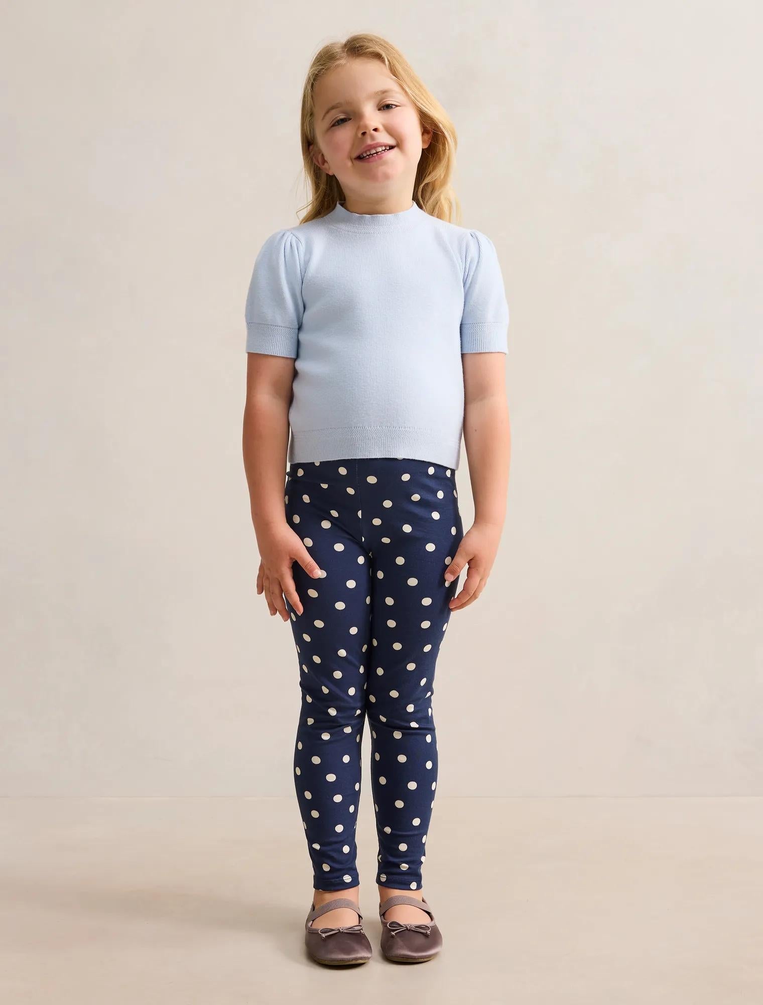 Ella Girls Puff Sleeve Knit Tee Cloud Blue