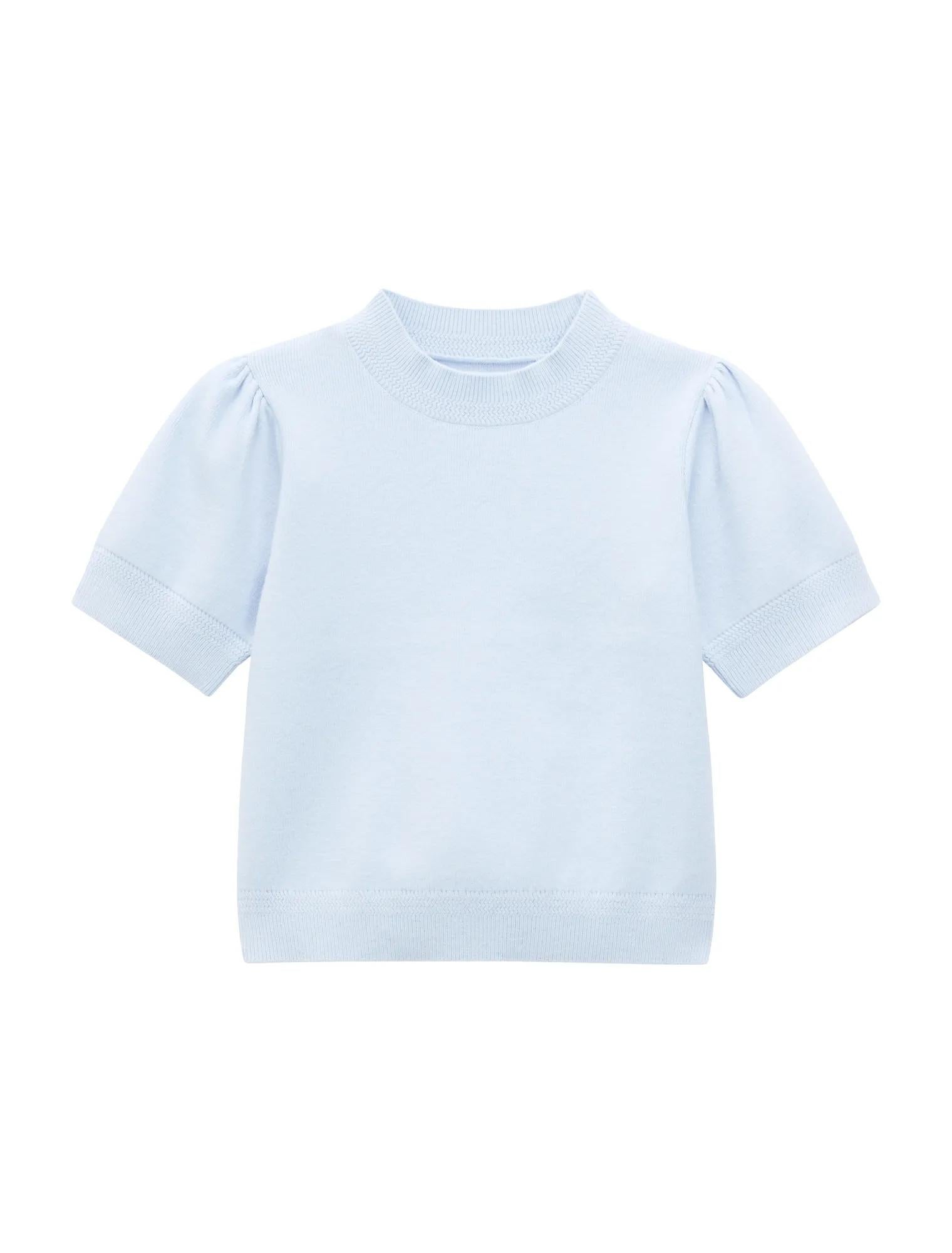 Ella Girls Puff Sleeve Knit Tee Cloud Blue