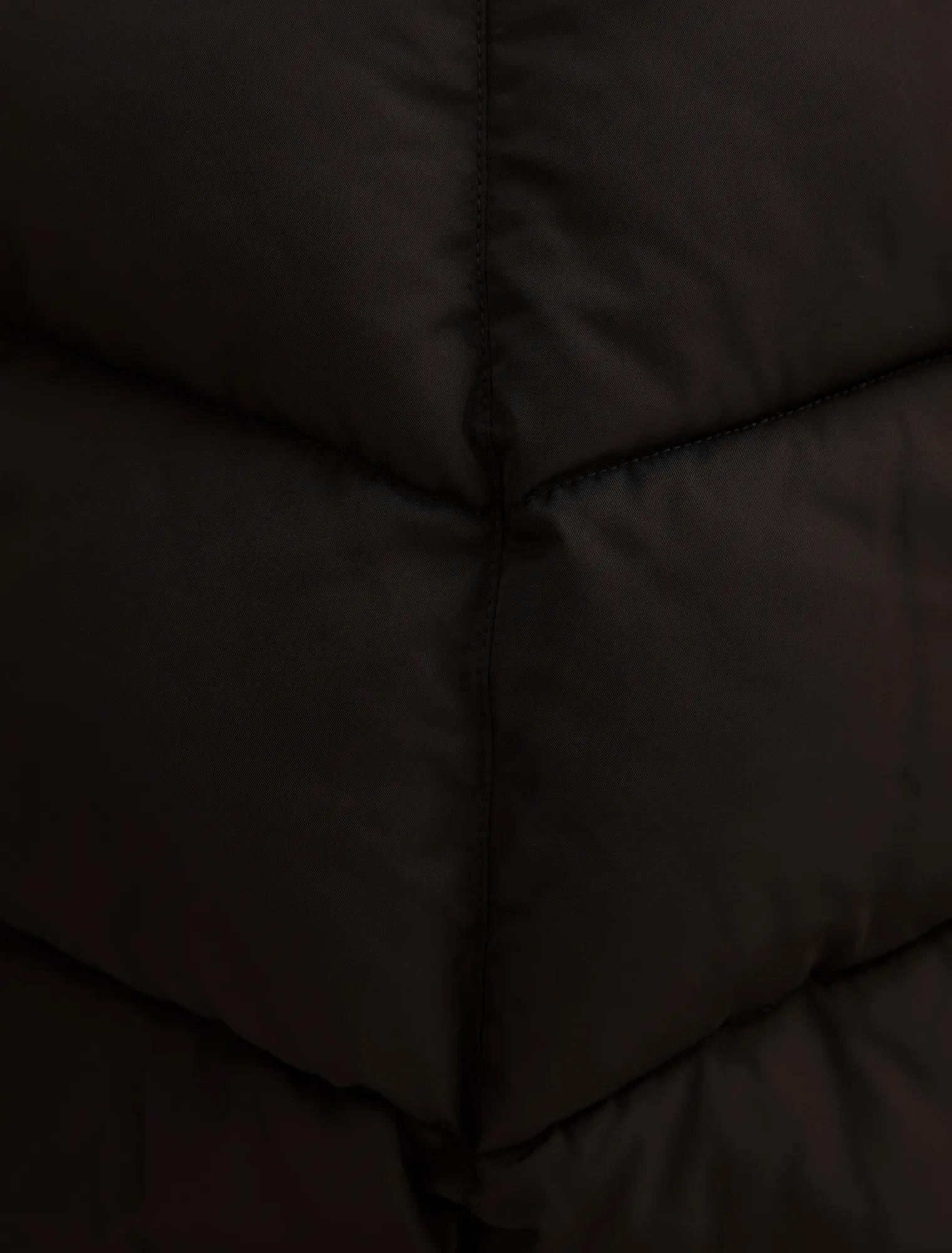 Evie Cropped Rib Detail Puffer Jacket Black