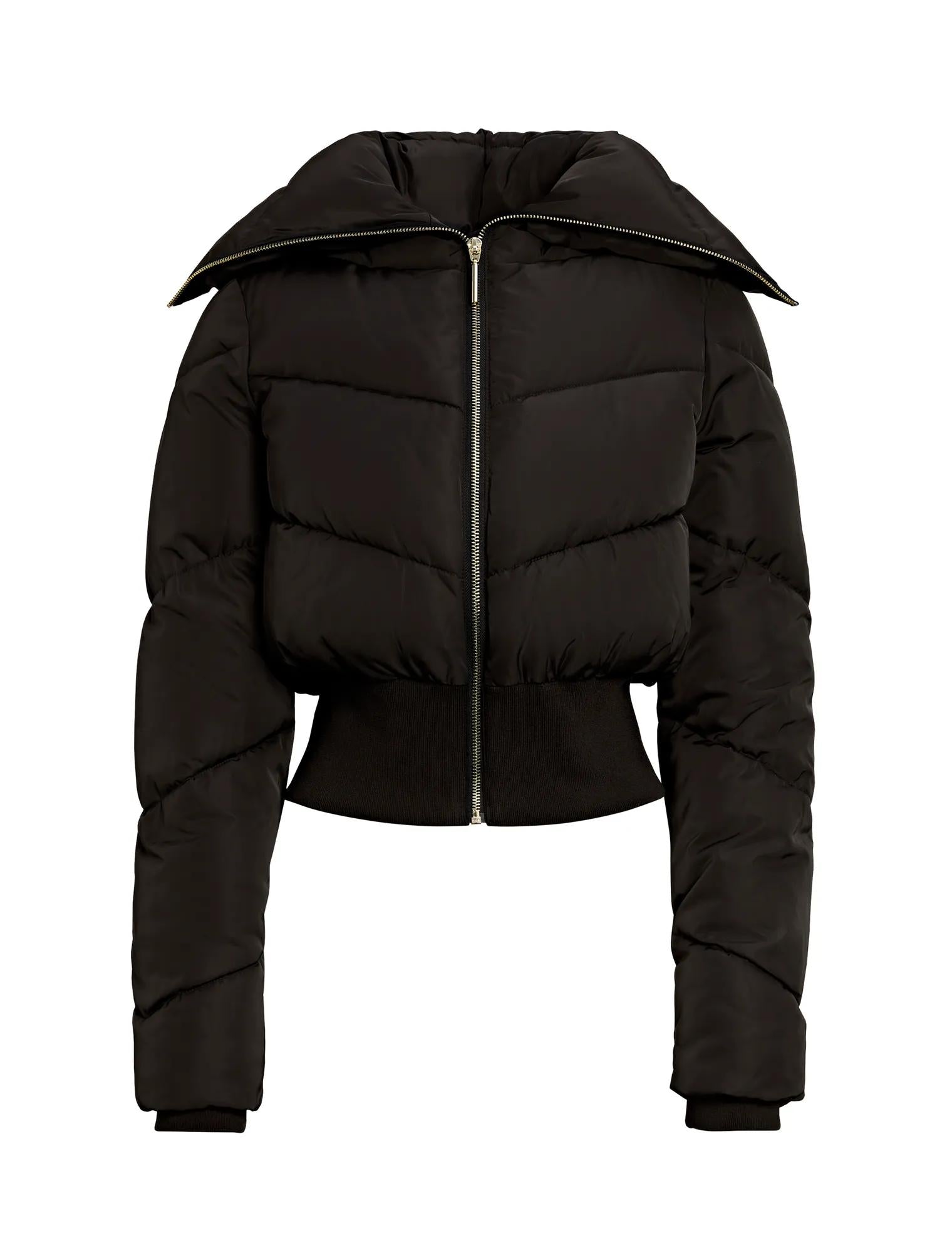 Evie Cropped Rib Detail Puffer Jacket Black_mannequin