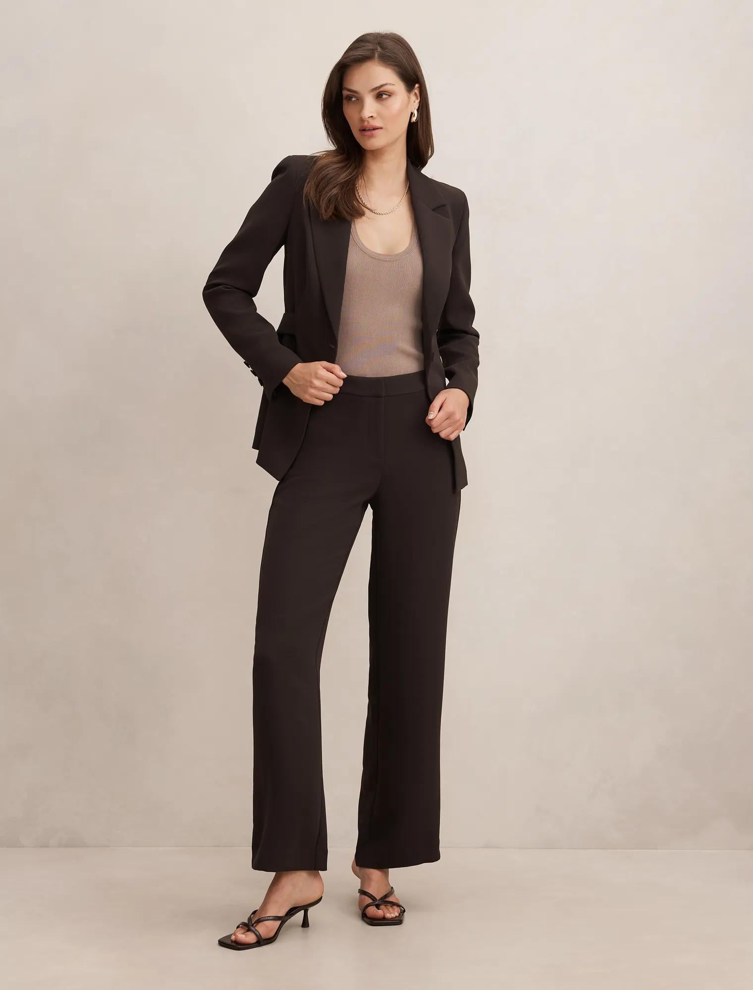 Kiana Waist Tab Detail Blazer Chocolate Suit