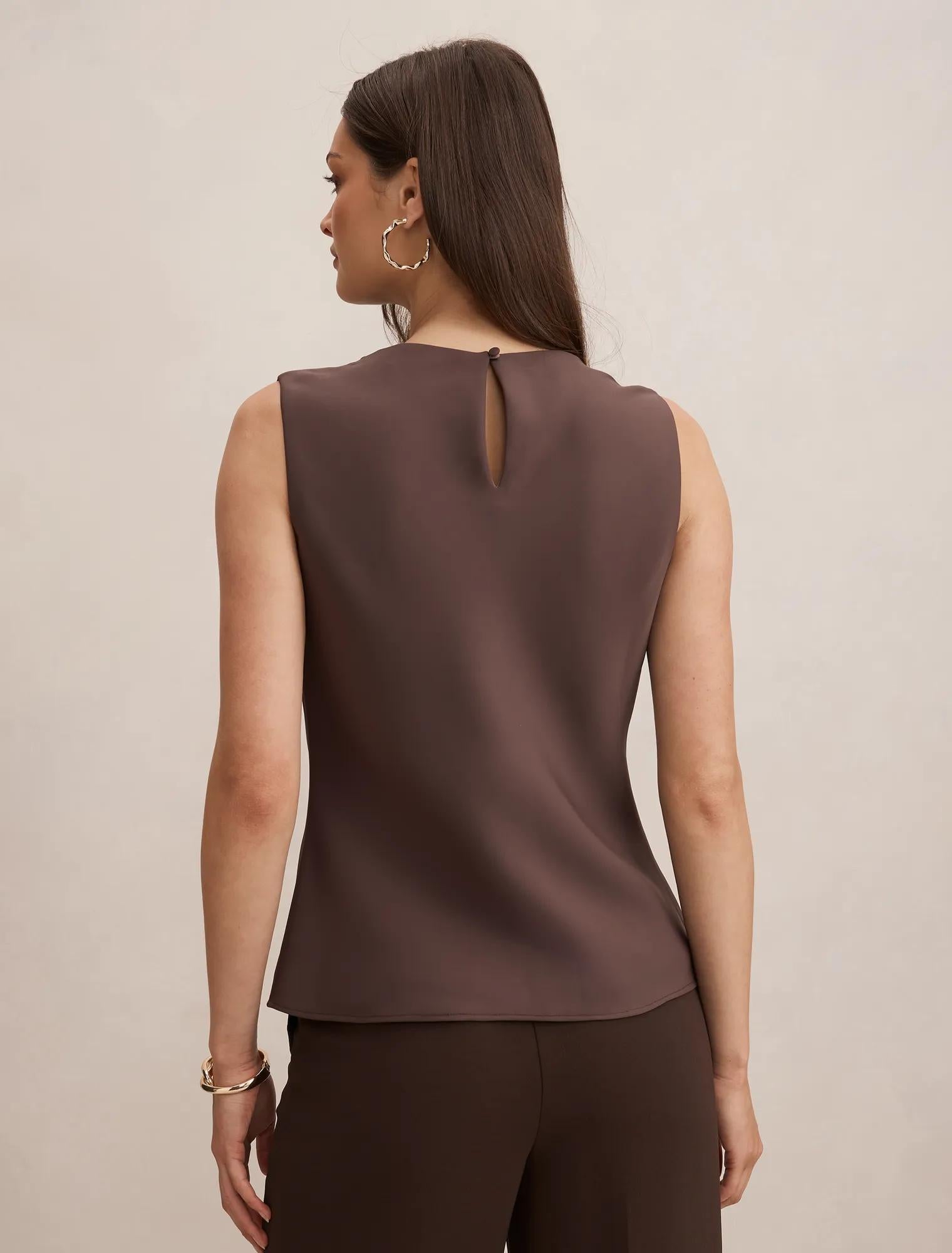 Scout Sleeveless Drape Top Chocolate