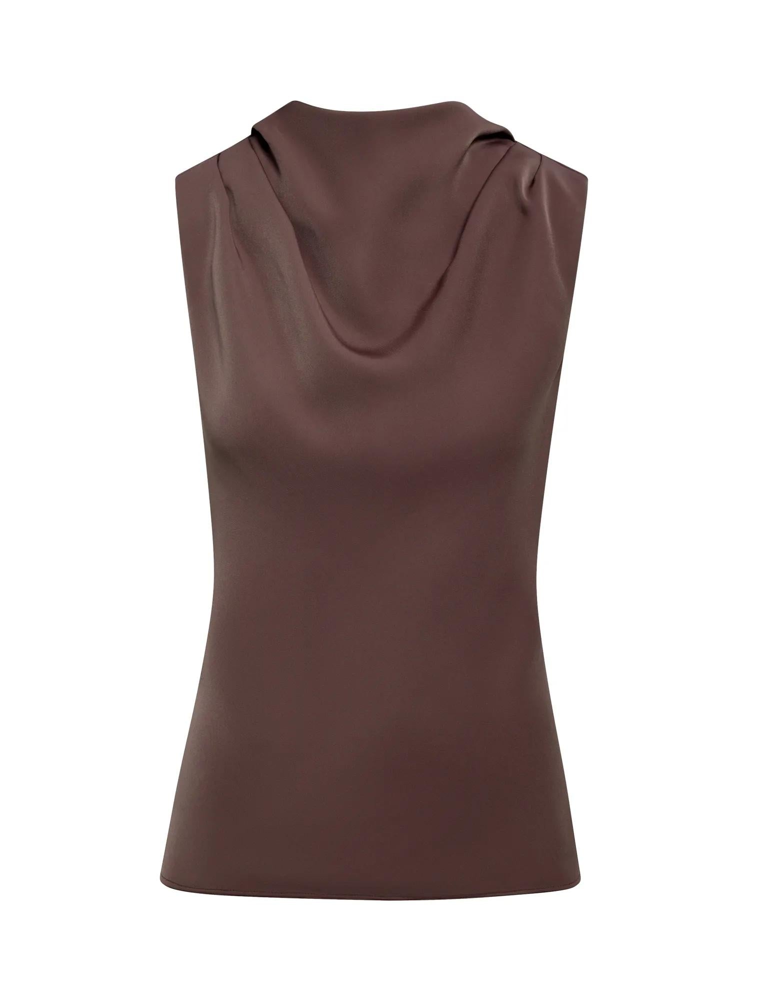 Scout Sleeveless Drape Top Chocolate_mannequin