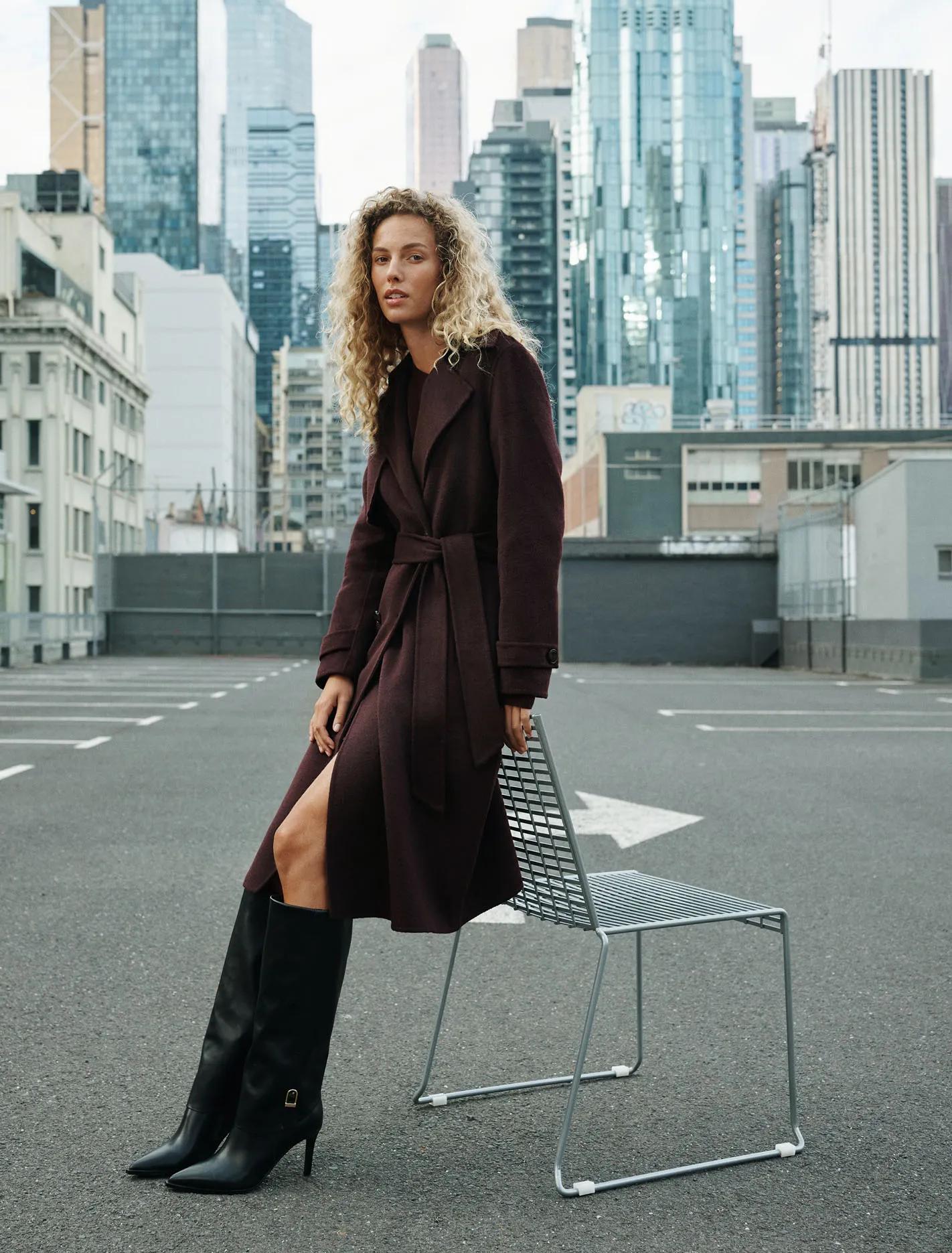 Bronte Felled Coat Aubergine Set