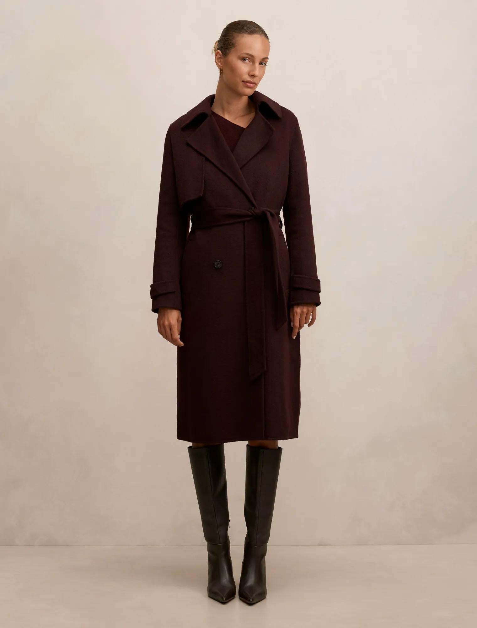 Bronte Felled Coat Aubergine Set