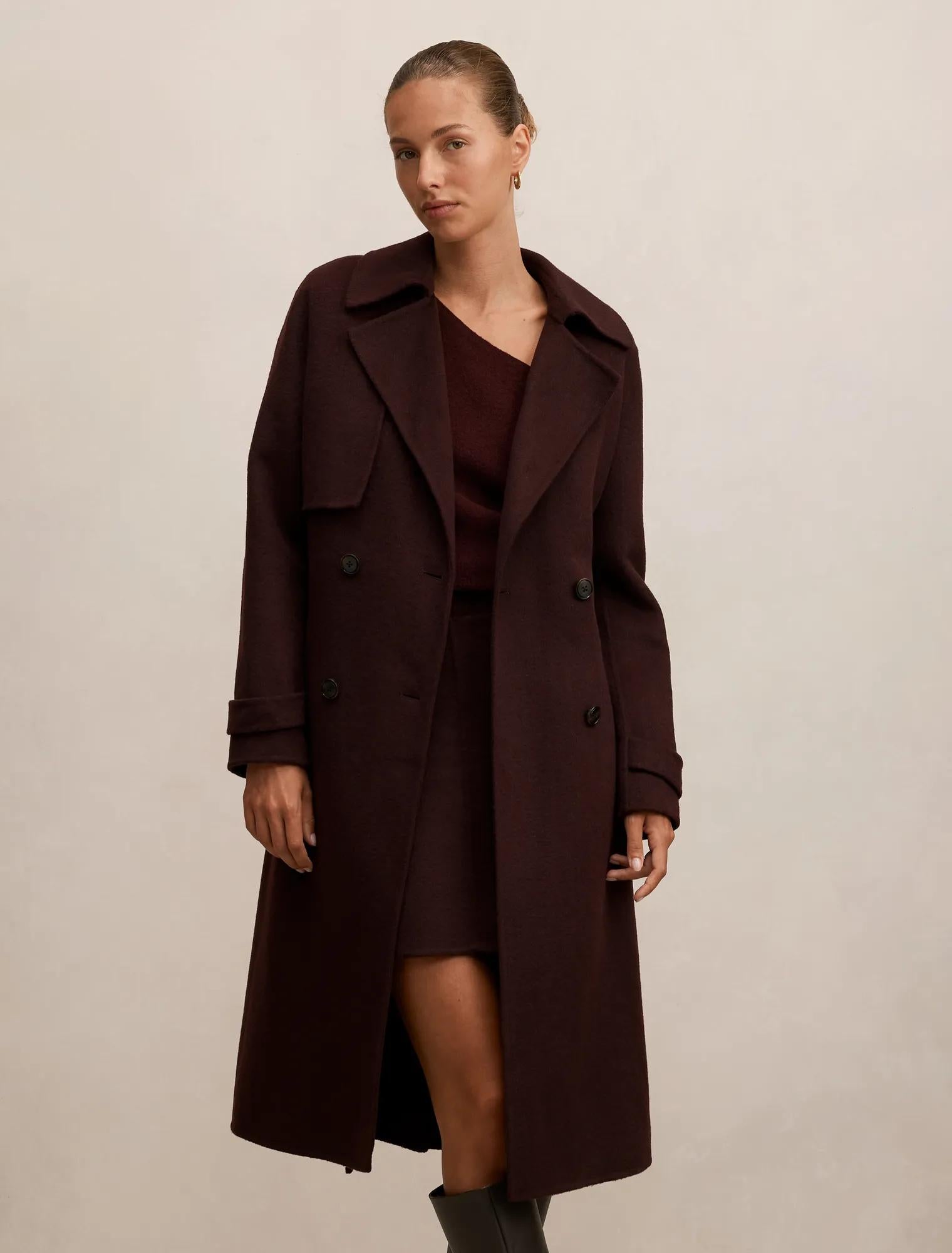 Bronte Felled Coat Aubergine Set