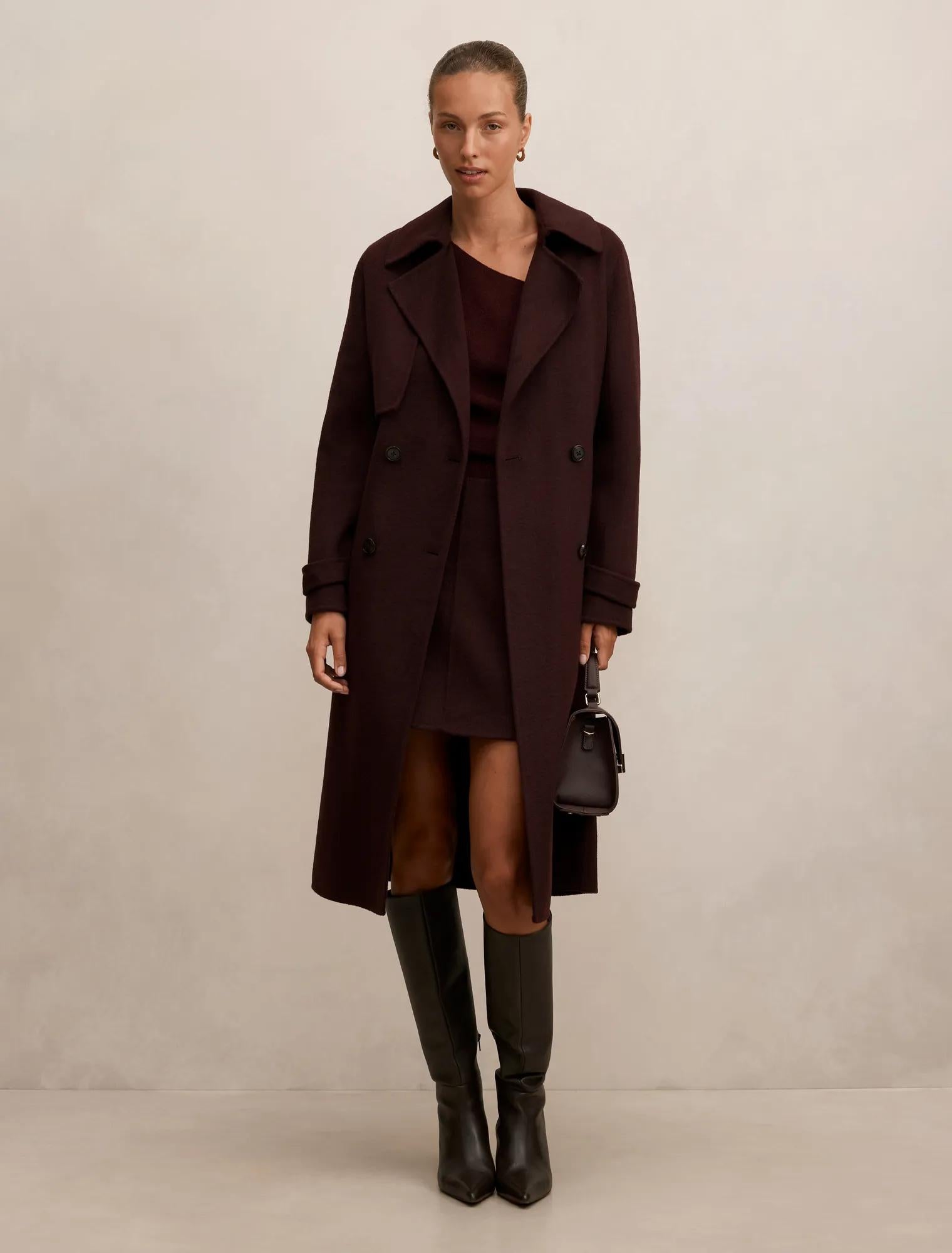 Bronte Felled Coat Aubergine Set