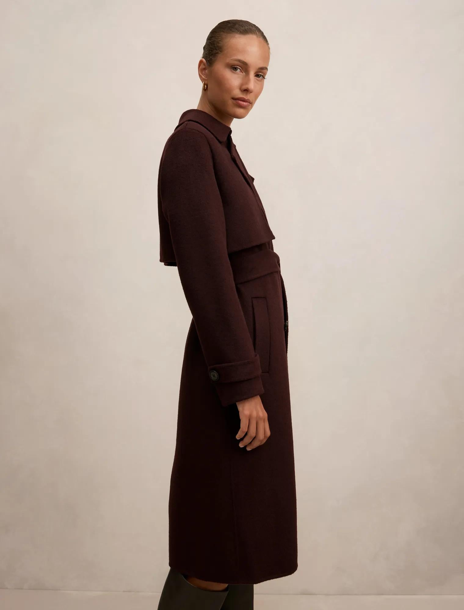 Bronte Felled Coat Aubergine Set