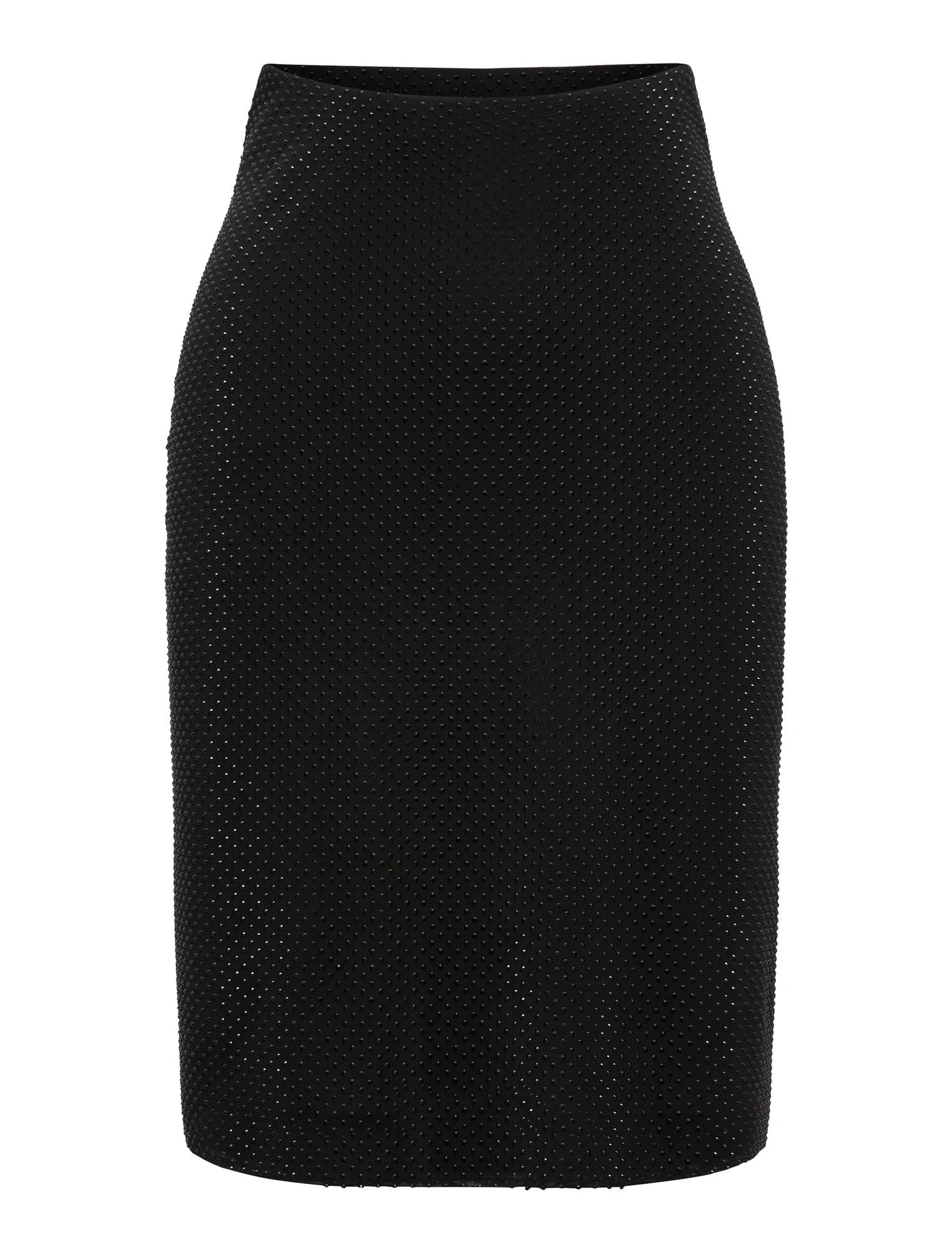 Lena Heatseal Midi Skirt Black Co-Ord