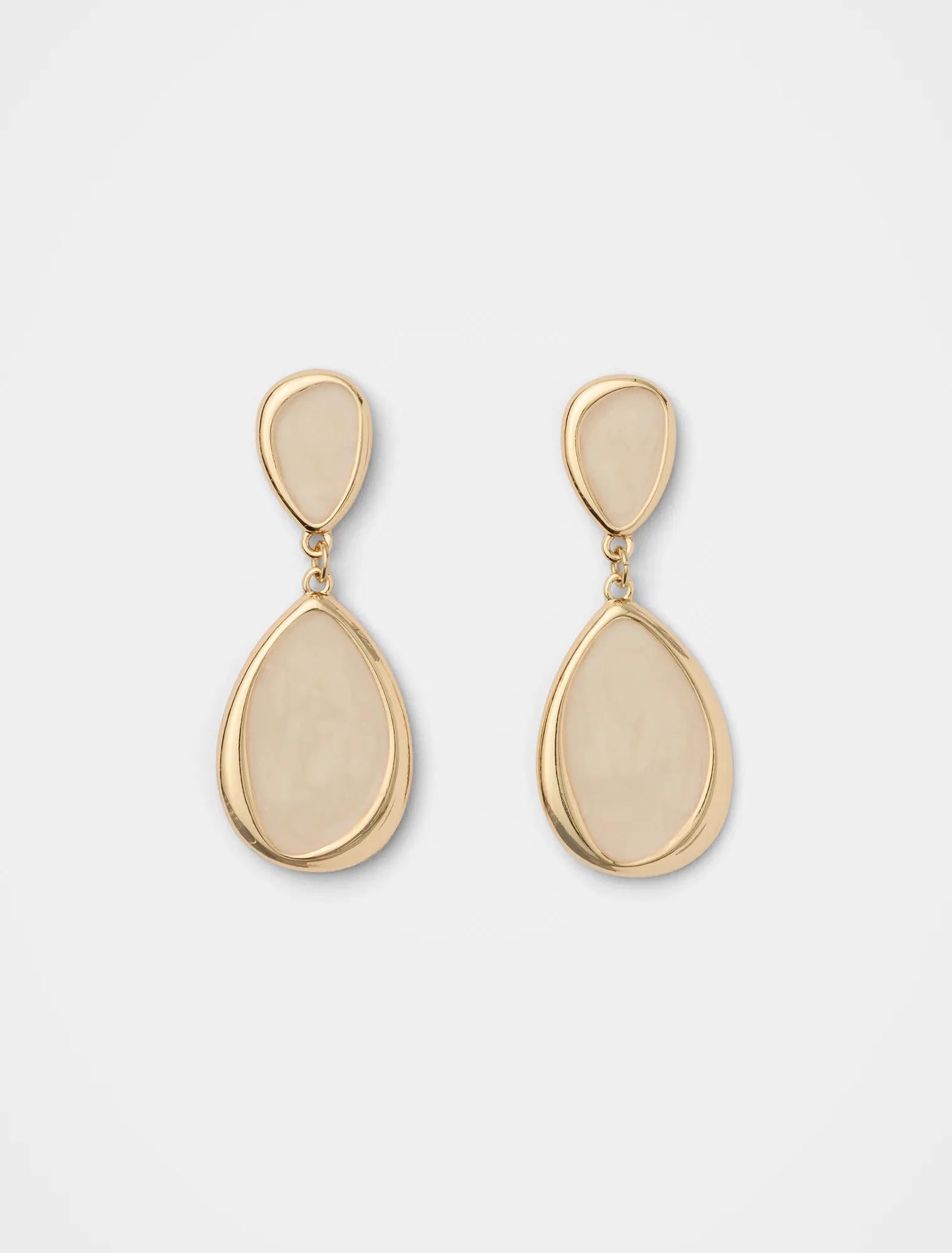 Dottie Stone Drop Earrings Gold/White