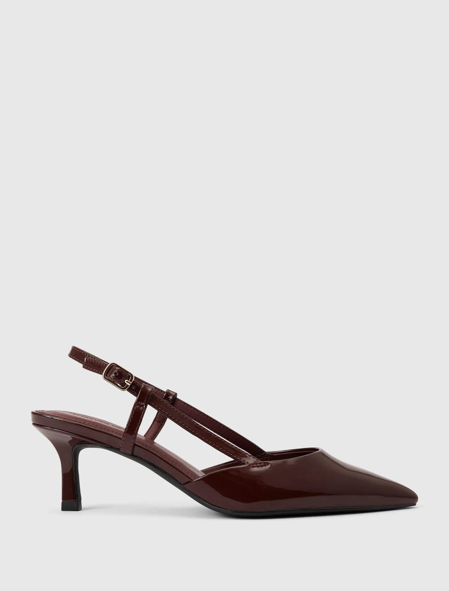 Camille Slingback Mid Heels Burgundy_mannequin
