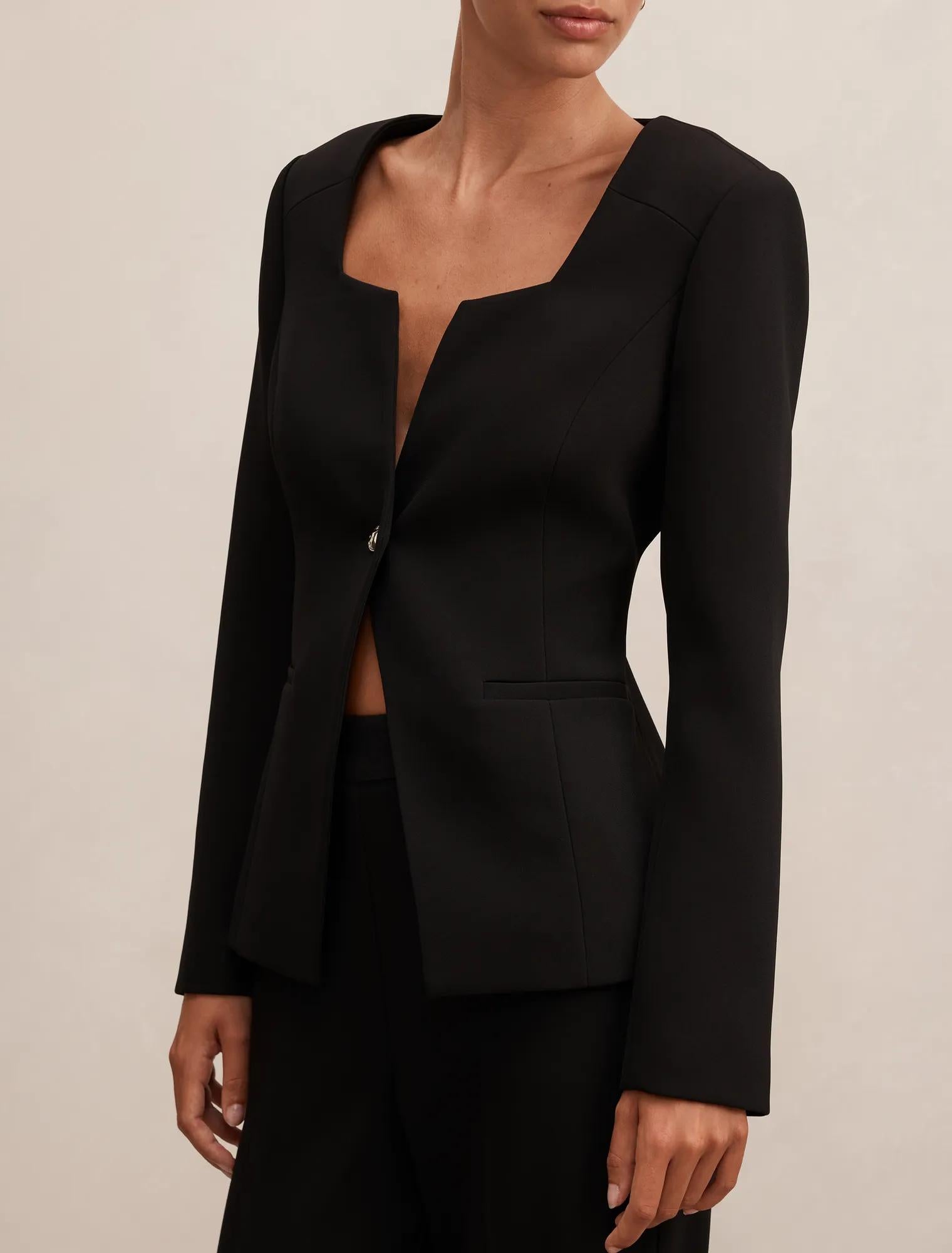 Sloane Collarless Blazer Black