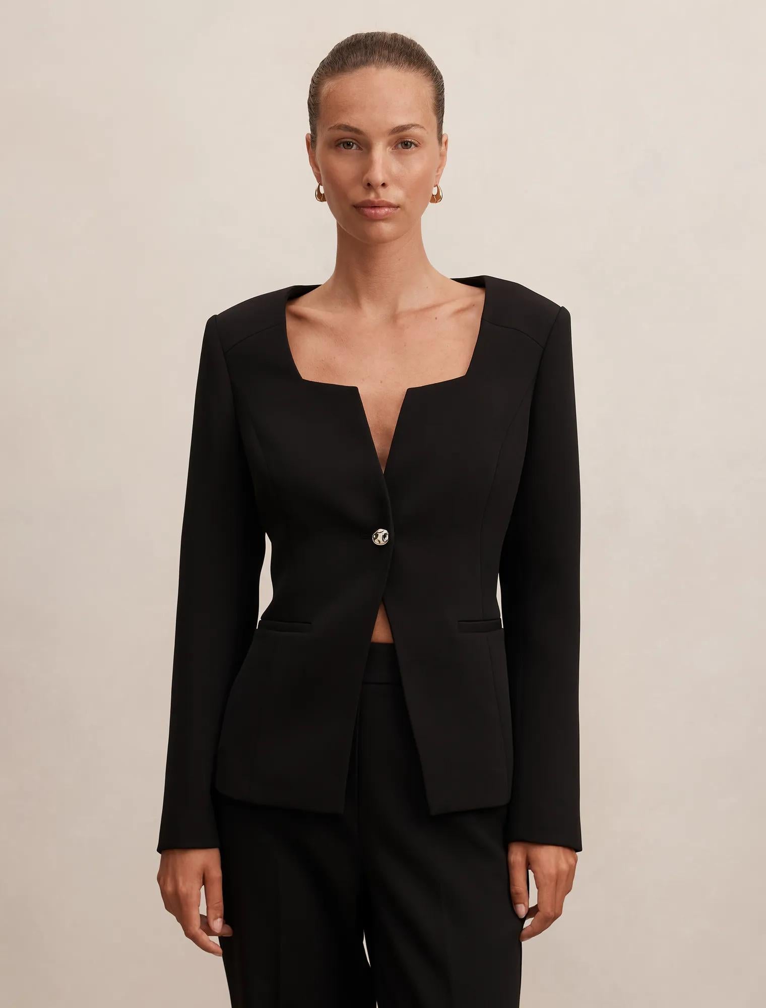 Sloane Collarless Blazer Black
