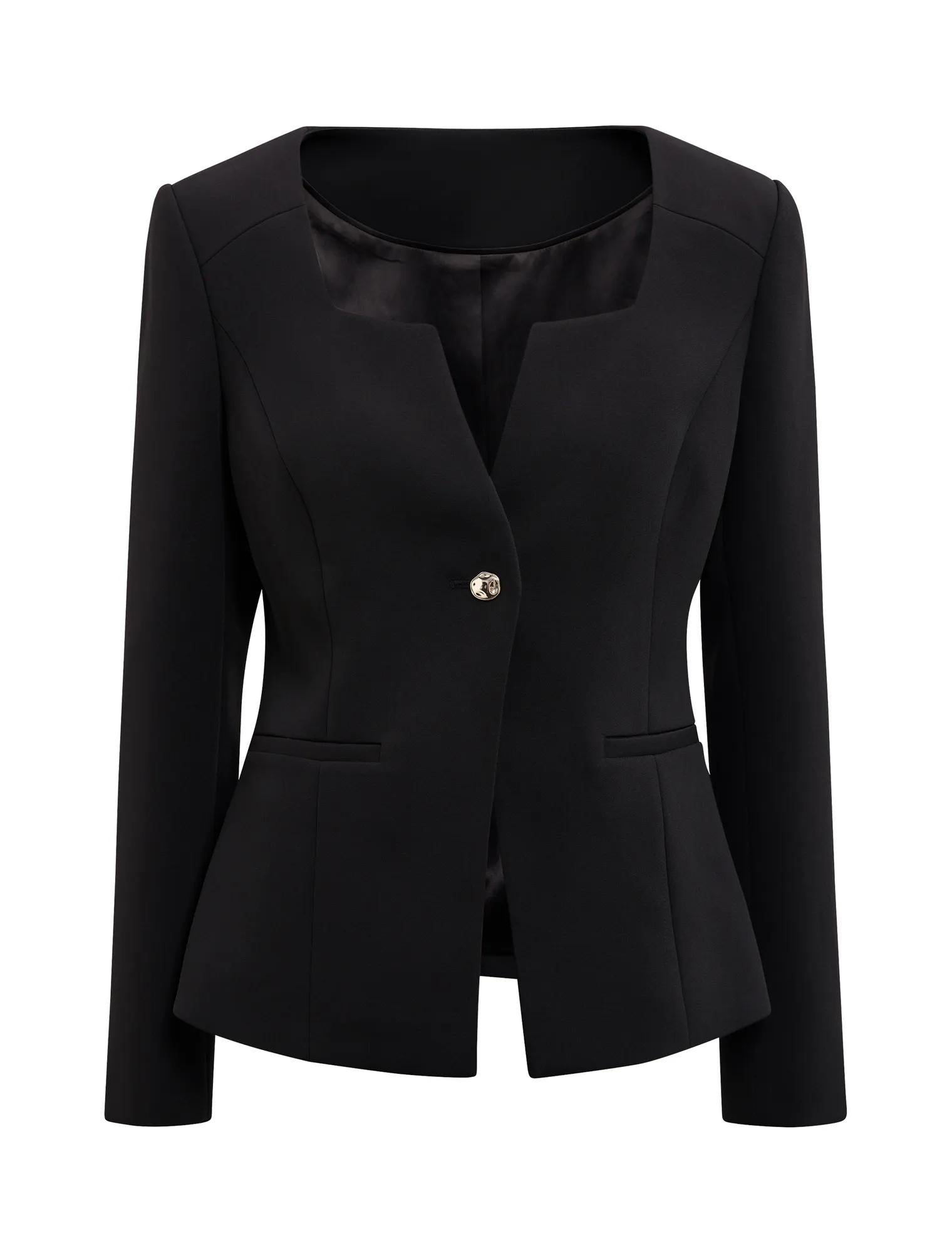 Sloane Collarless Blazer Black_mannequin