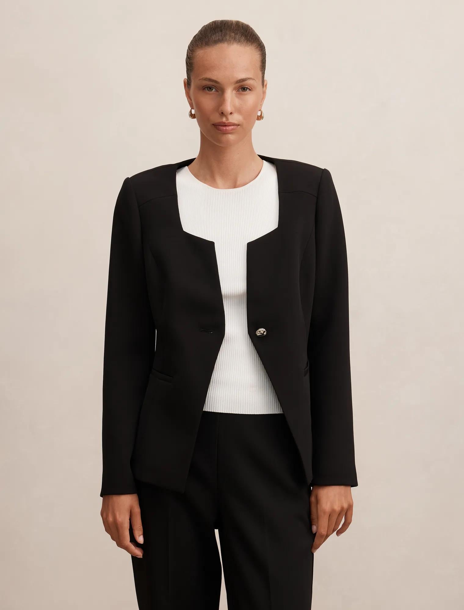 Sloane Collarless Blazer Black