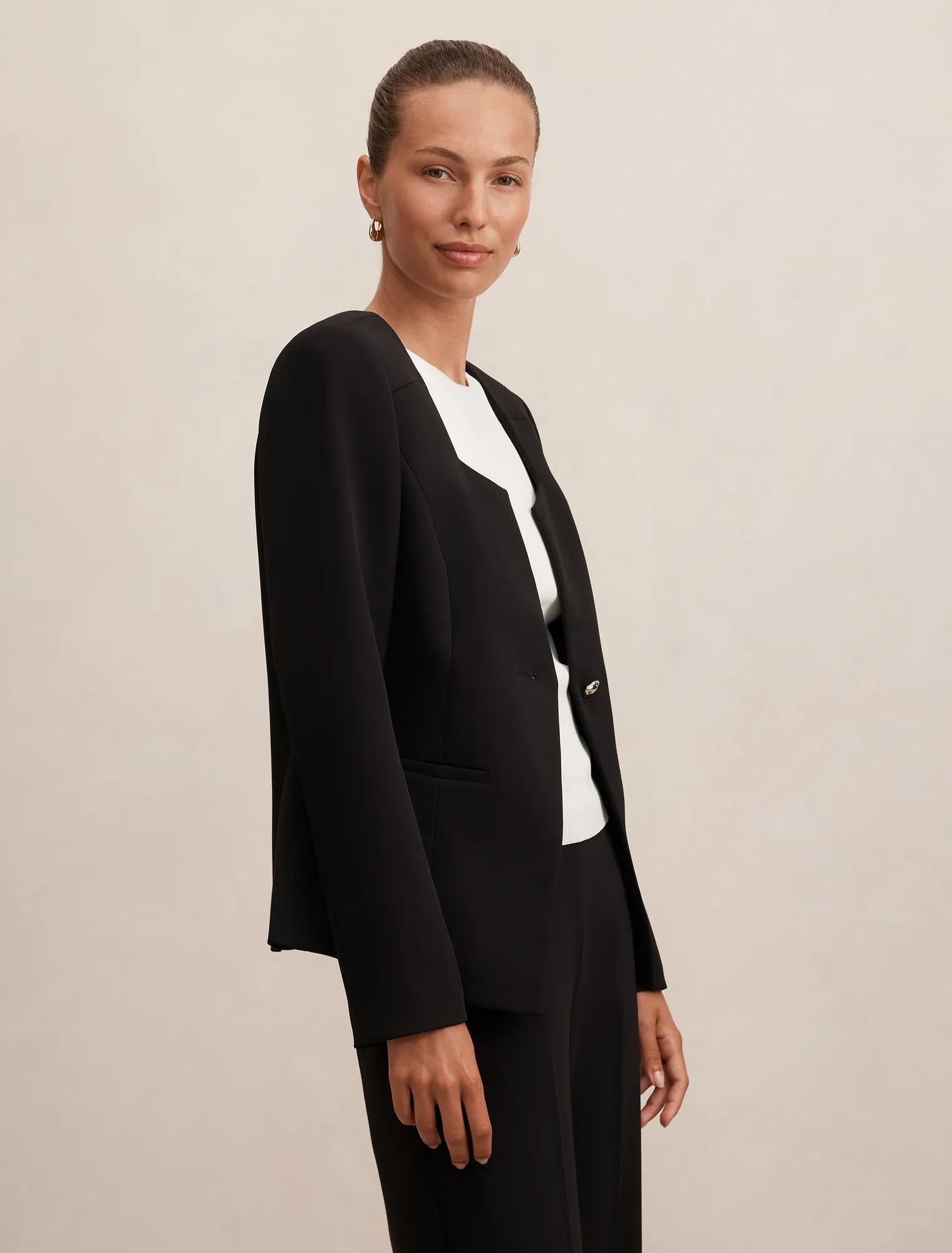 Sloane Collarless Blazer Black