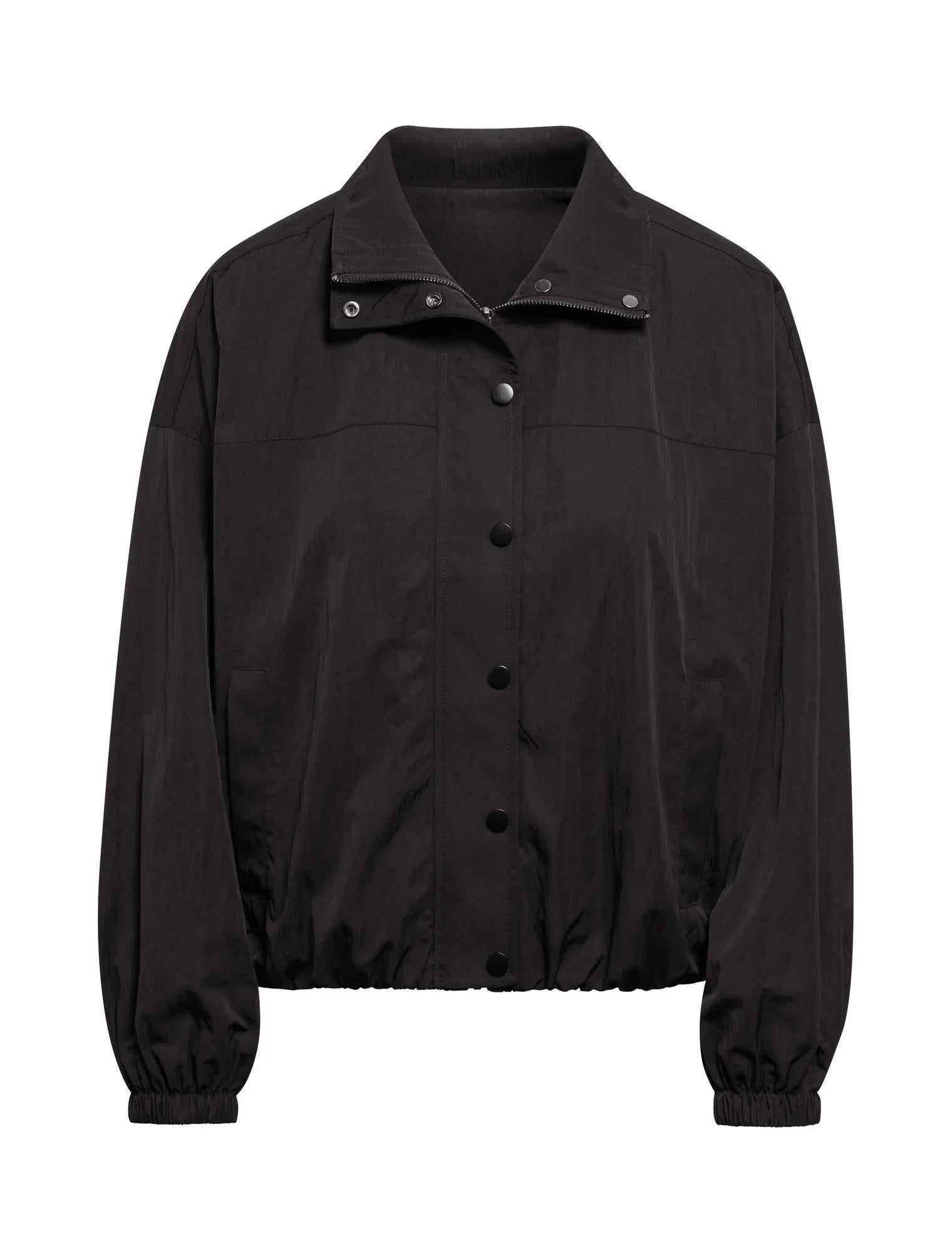 Eliza Funnel Neck Windbreaker Jacket Black_mannequin