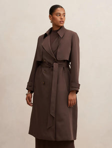 Delilah Curve Soft Trench Coat Chocolate