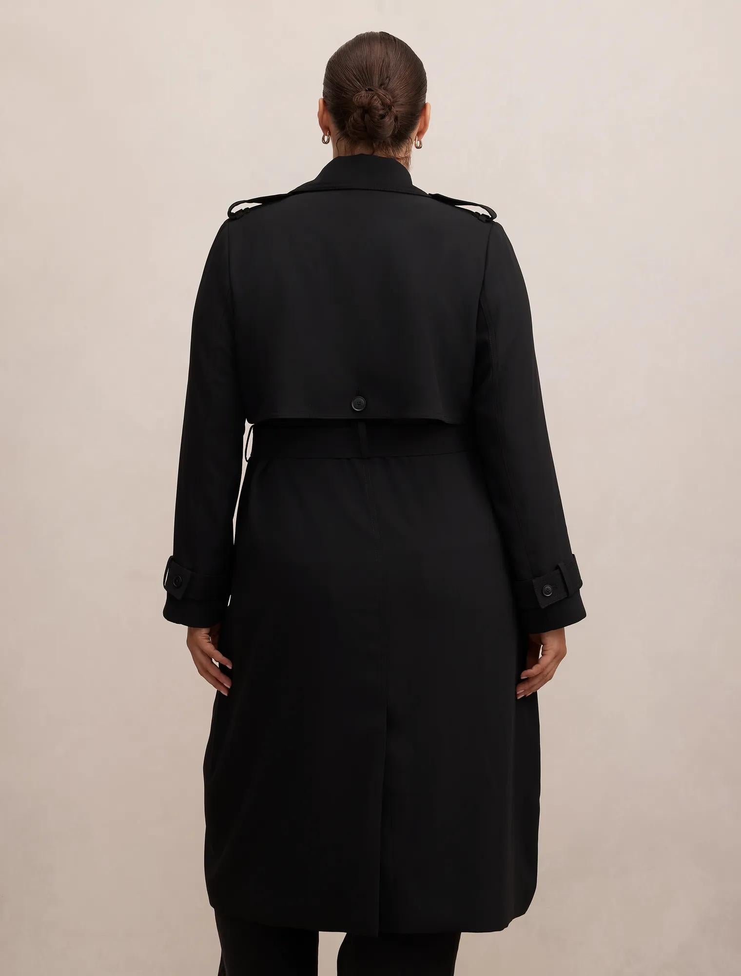 Cameron Curve Soft Trench Coat Black