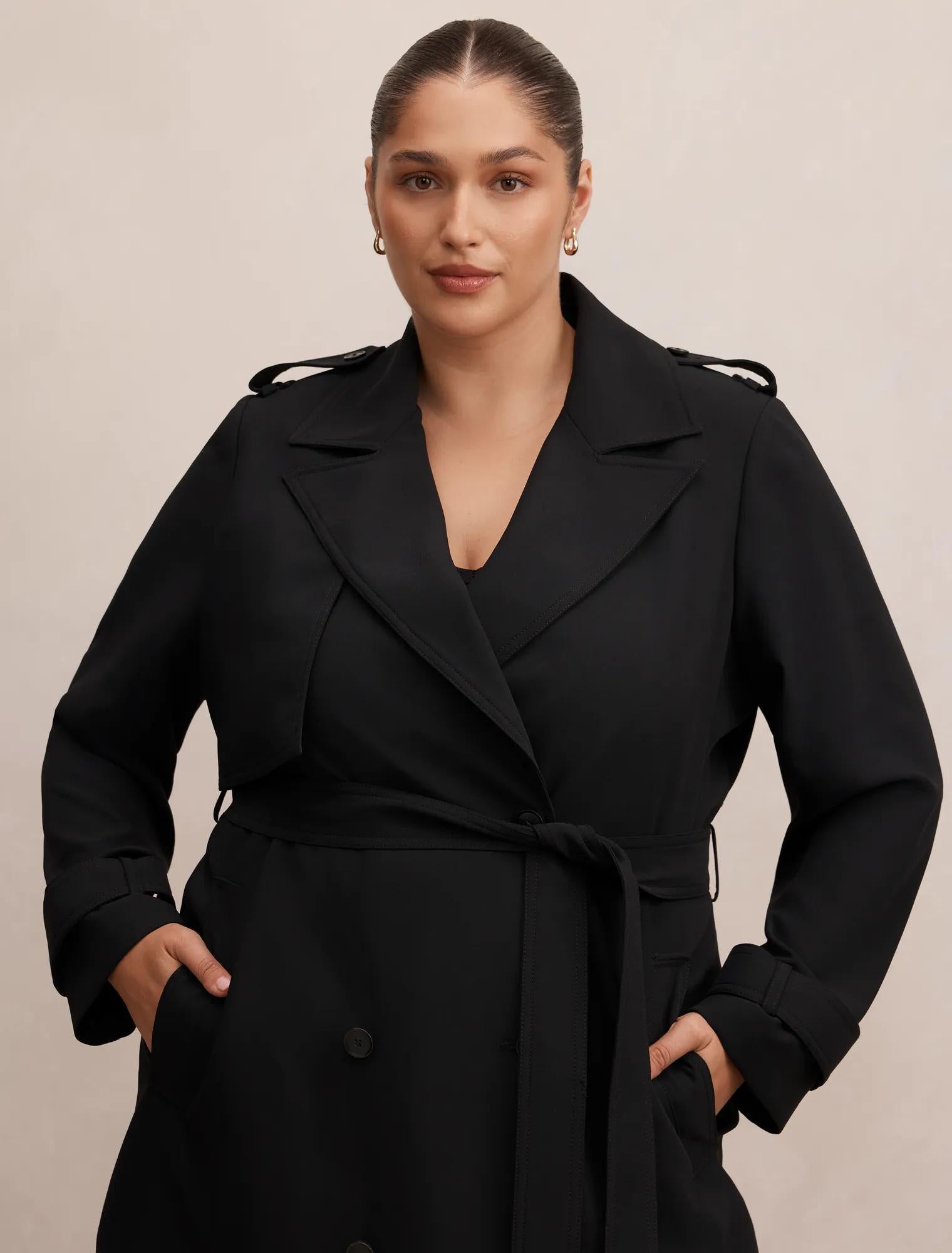Cameron Curve Soft Trench Coat Black