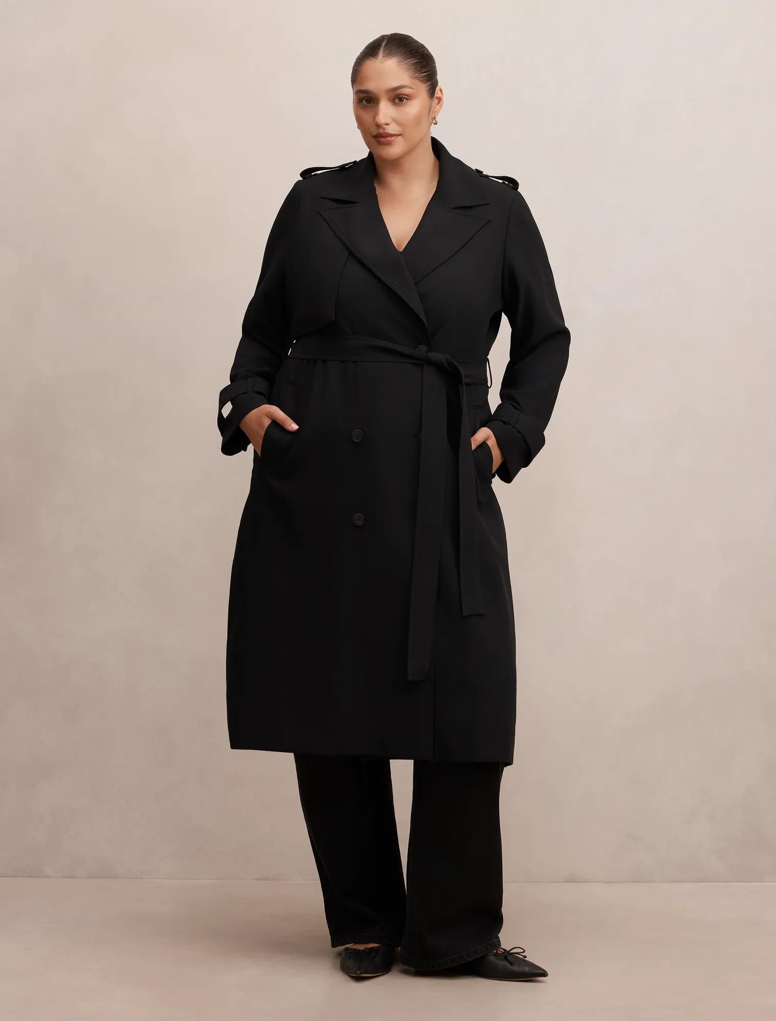 Cameron Curve Soft Trench Coat Black