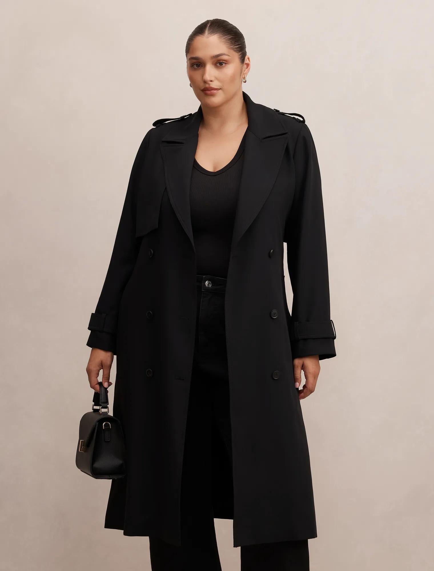 Cameron Curve Soft Trench Coat Black